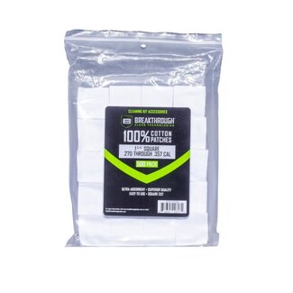 BREAKTHROUGH CLEAN TECHNOLOGIES Breakthrough Cotton Patches 1-3/4''x1-3/4'' Cal..270 -.357 500/pk