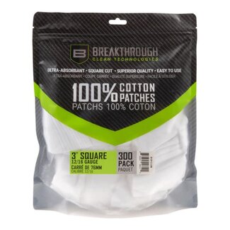 BREAKTHROUGH CLEAN TECHNOLOGIES Breakthrough Cotton Patches 3''x 3'' Cal..16 -.16 300/pk