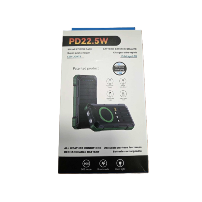 Recall PD22.5W Solar Power Bank with Light and Charging Ports