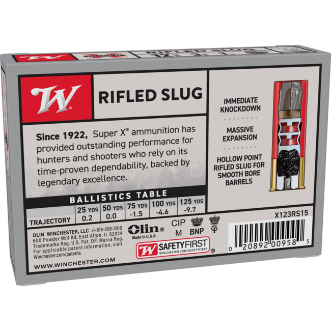 Winchester Super-X Rifled Slug 12ga 3" 1oz Ammunition