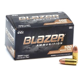 CCI CCI Blazer Brass Fmj Ammunition Cal.9mm 115gr 100/pk