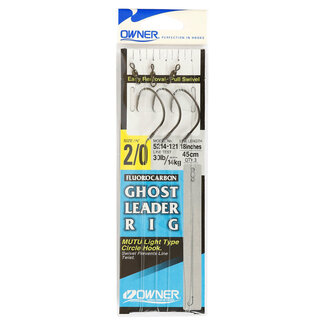 OWNER Owner Ghost Leader Rig #6 Black Chrome Circle Hooks 3/pk