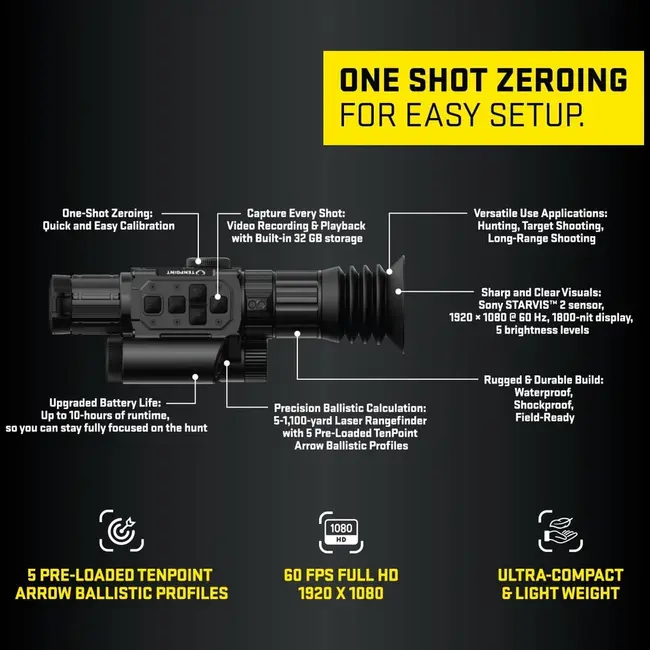 Télescope avec Télémètre et Caméra Tenpoint Vision HD 3-12X