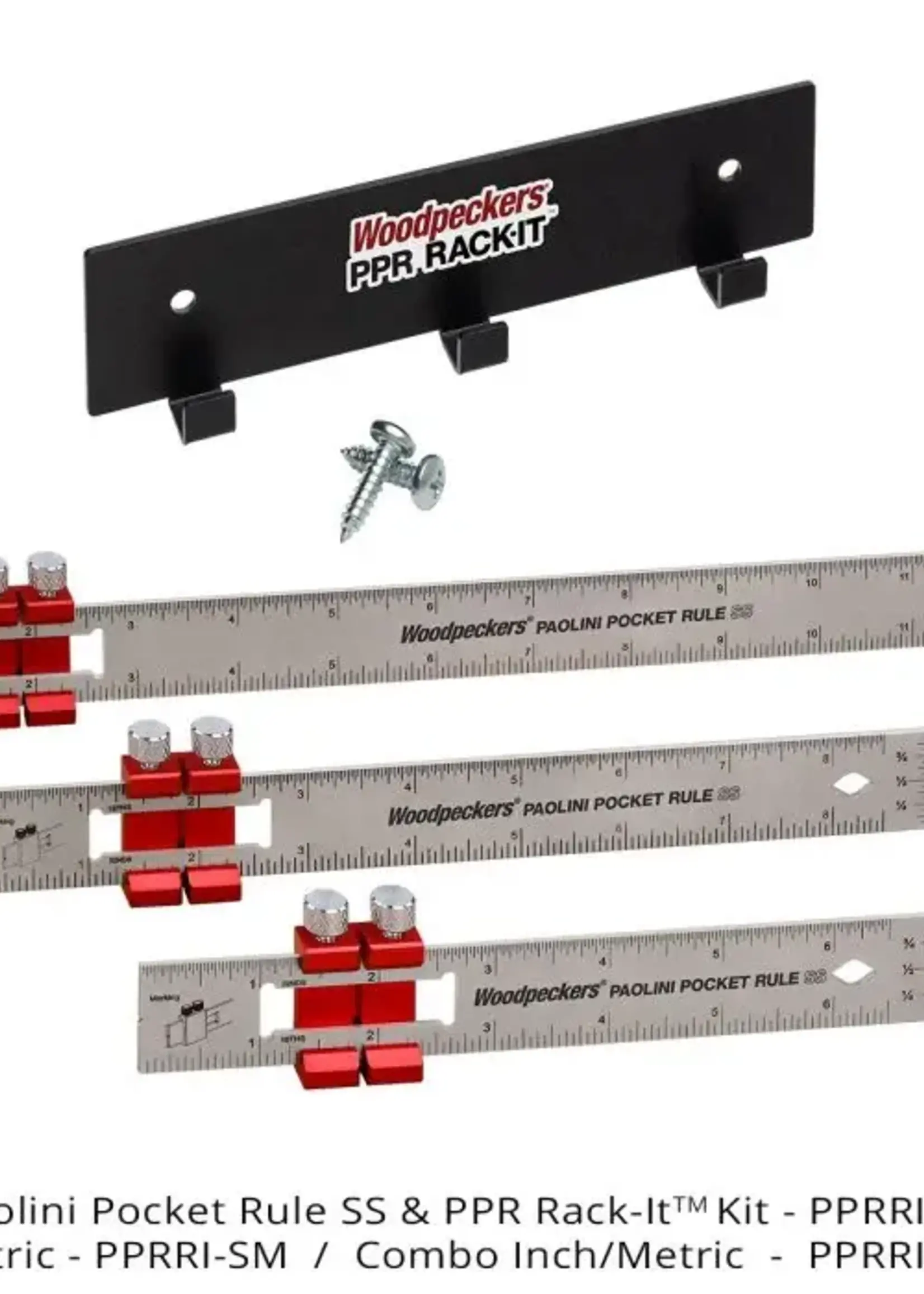 Woodpeckers Woodpeckers Paolini Pocket Rule Stainless Steel Set with Rack-It