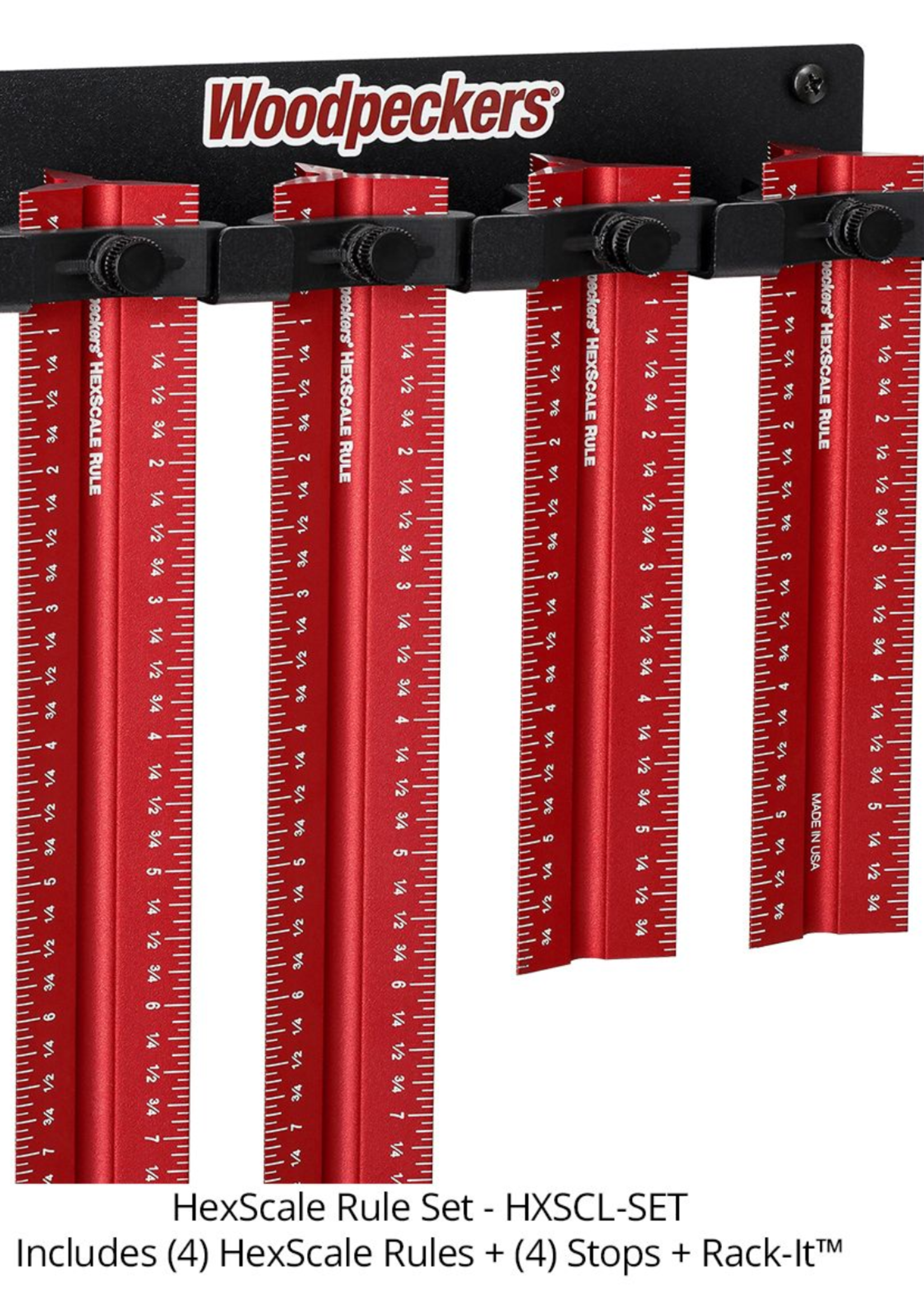 Woodpeckers Woodpeckers HexScale Rules Set of 4 with Rack-It