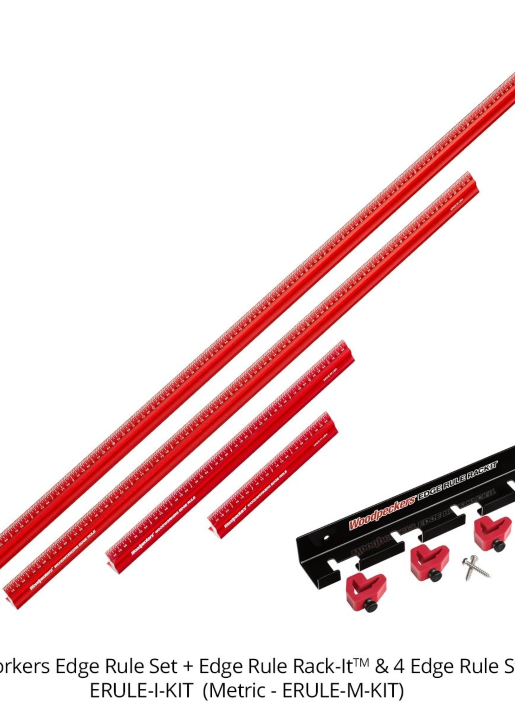 Woodpeckers Woodpeckers Woodworkers Edge Rule Set with 4 Rules and Stops with Rack-It