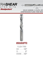 Woodpeckers Woodpeckers Ultra-Shear 2-Flute Compression Flush Trim Router Bit, 1/2" Shank, 1/2" Diameter, 2" Cutting Length