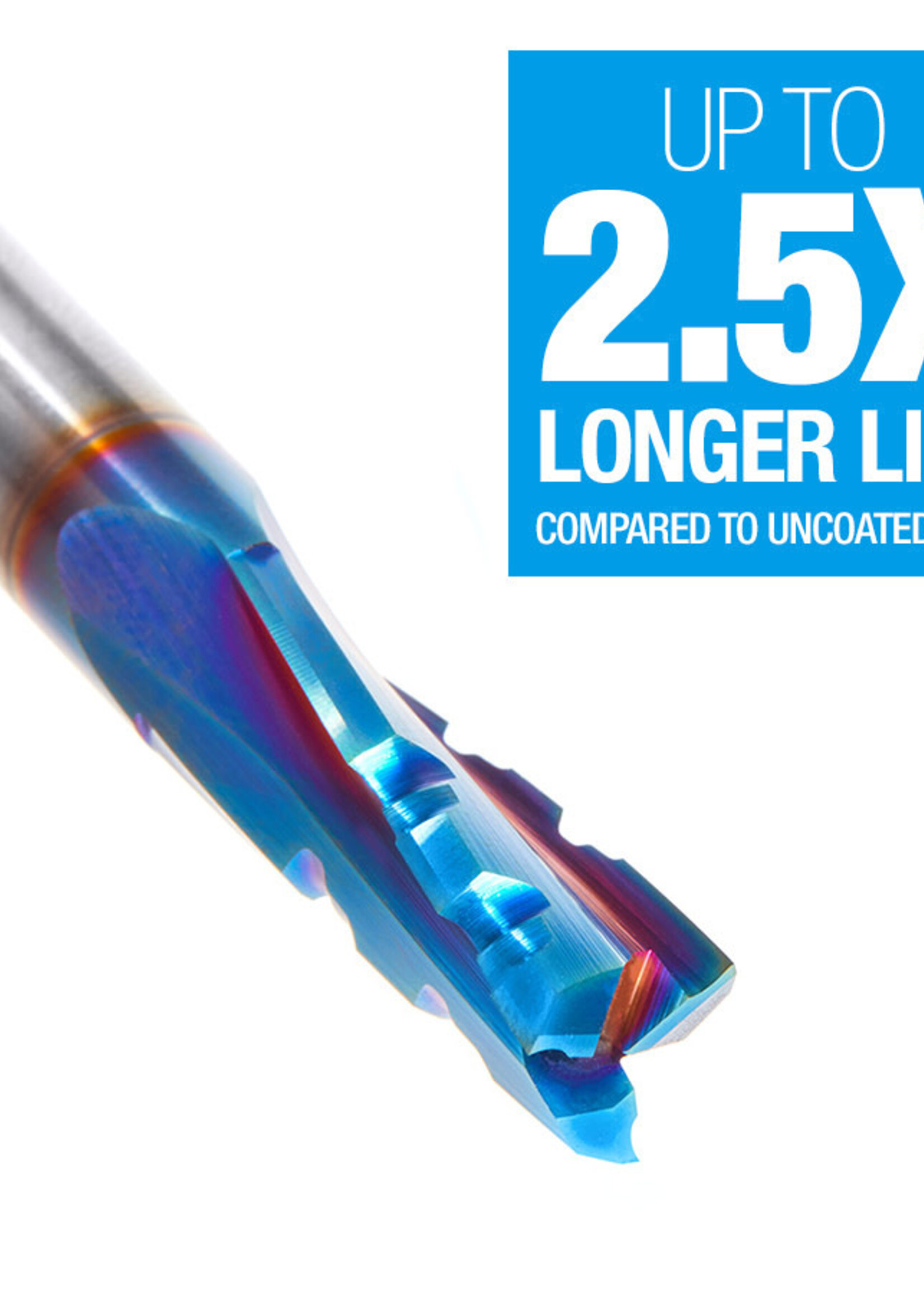 Amana Amana Spektra™ Extreme Tool Life Coated Spiral Phenolic, Resin and Composite with Chipbreaker 3/8 Dia x 1 x 3/8 Shank x 3 Inch Long Slow Helix Up-Cut Router Bit