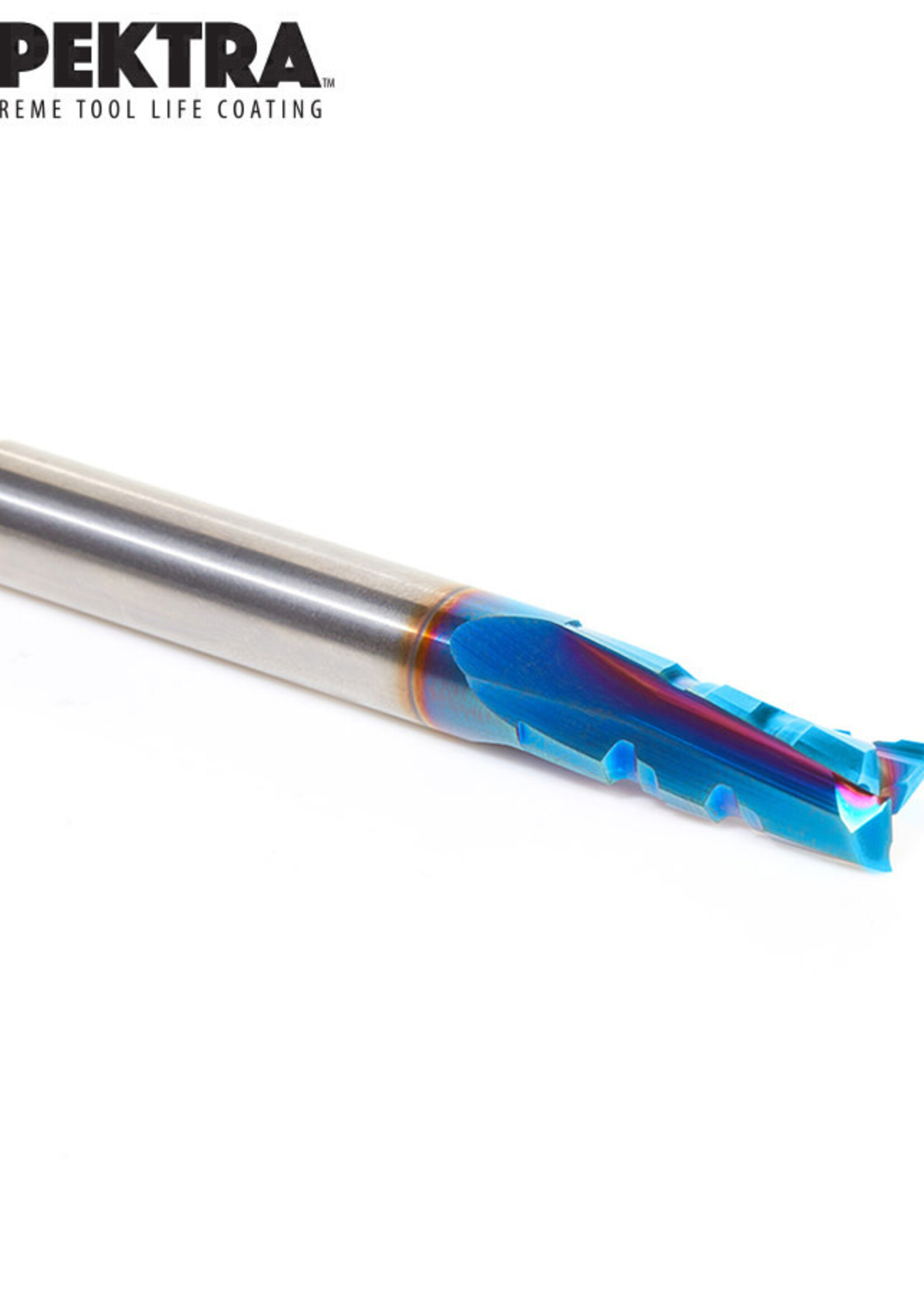 Amana Amana Spektra™ Extreme Tool Life Coated Spiral Phenolic, Resin and Composite with Chipbreaker 3/8 Dia x 1 x 3/8 Shank x 3 Inch Long Slow Helix Up-Cut Router Bit