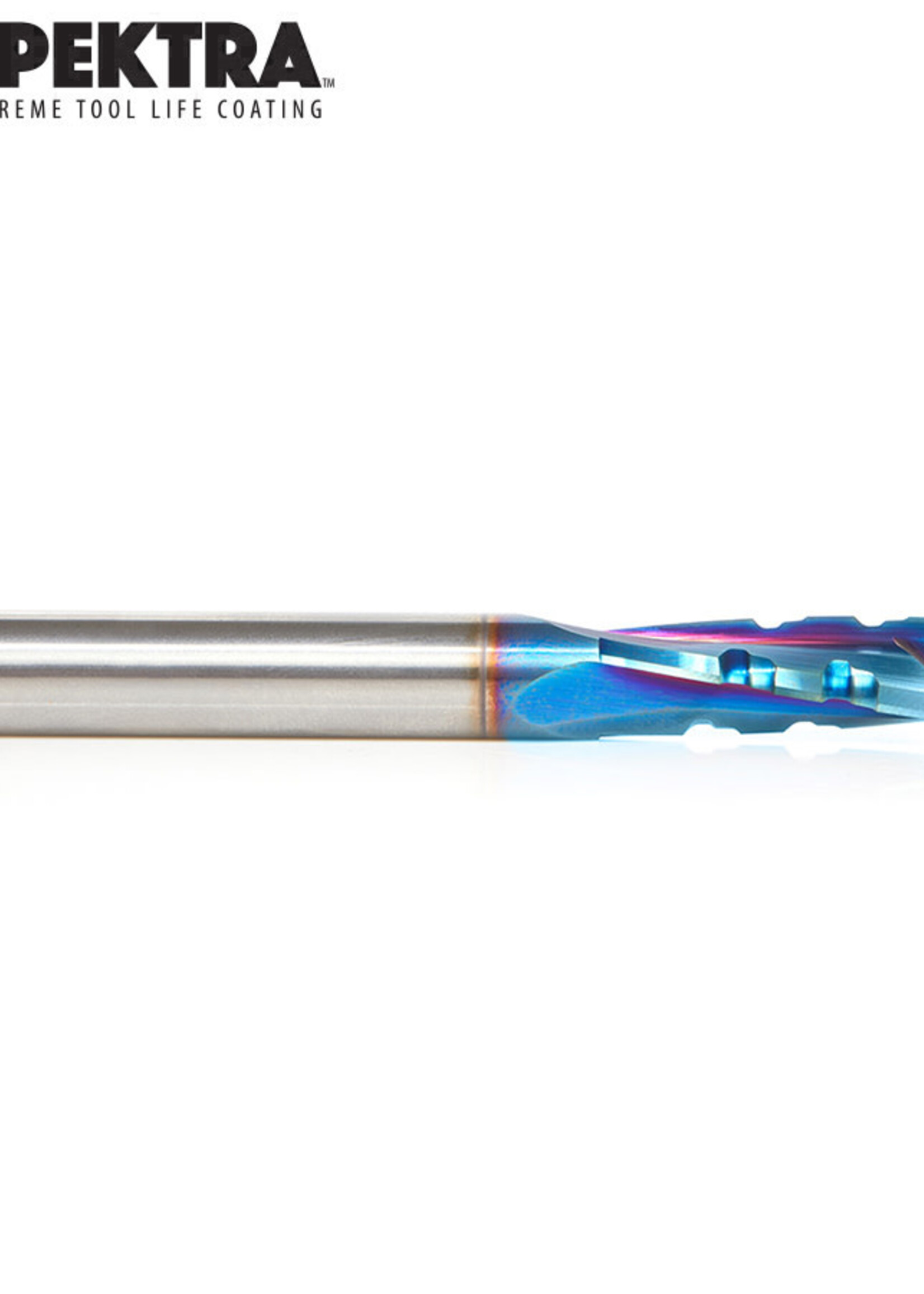 Amana Amana Spektra™ Extreme Tool Life Coated Spiral Phenolic, Resin and Composite with Chipbreaker 3/8 Dia x 1 x 3/8 Shank x 3 Inch Long Slow Helix Up-Cut Router Bit