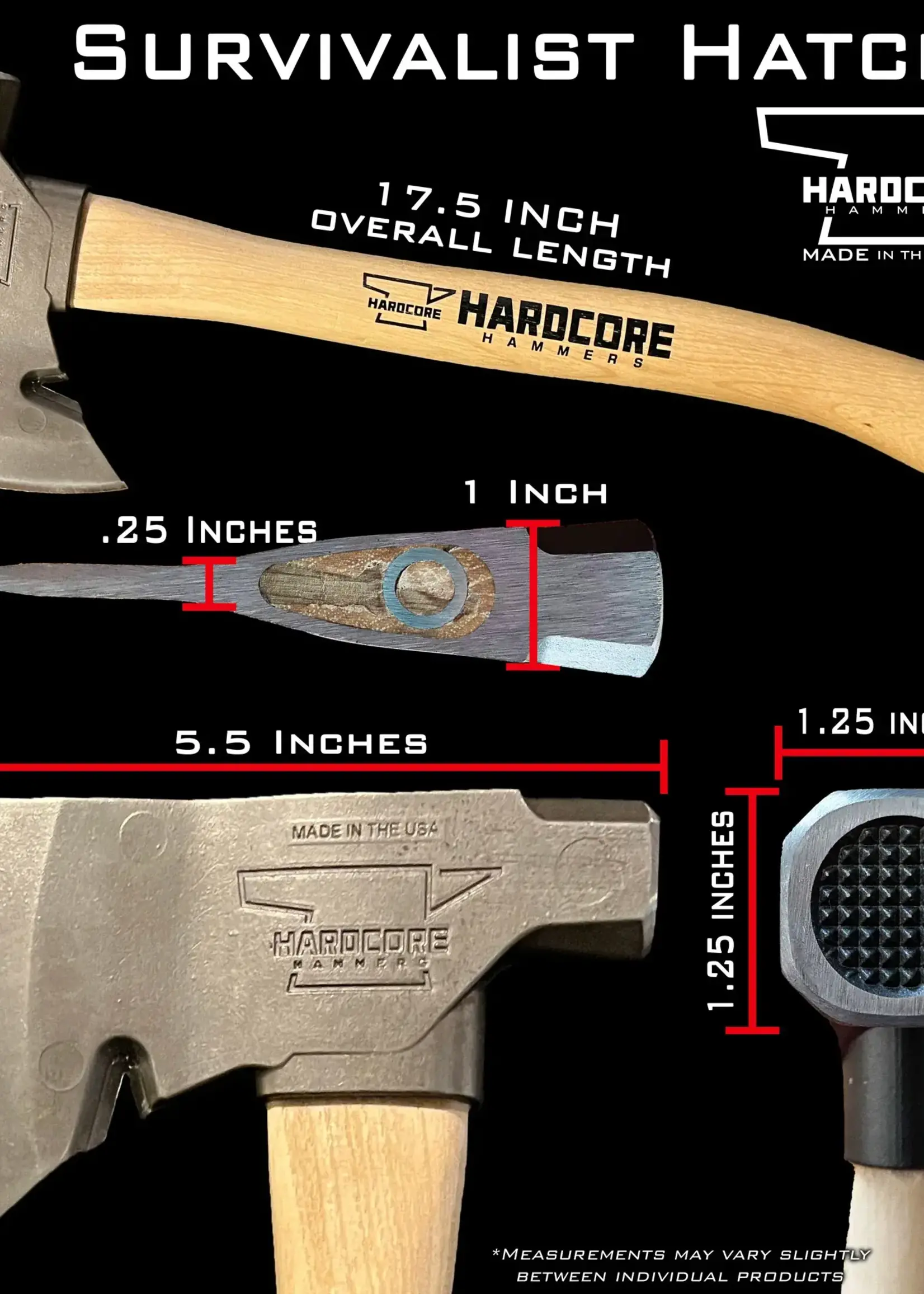 Hardcore Hammers Hardcore Hammers Survivalist Hatchet with FNC - Natural