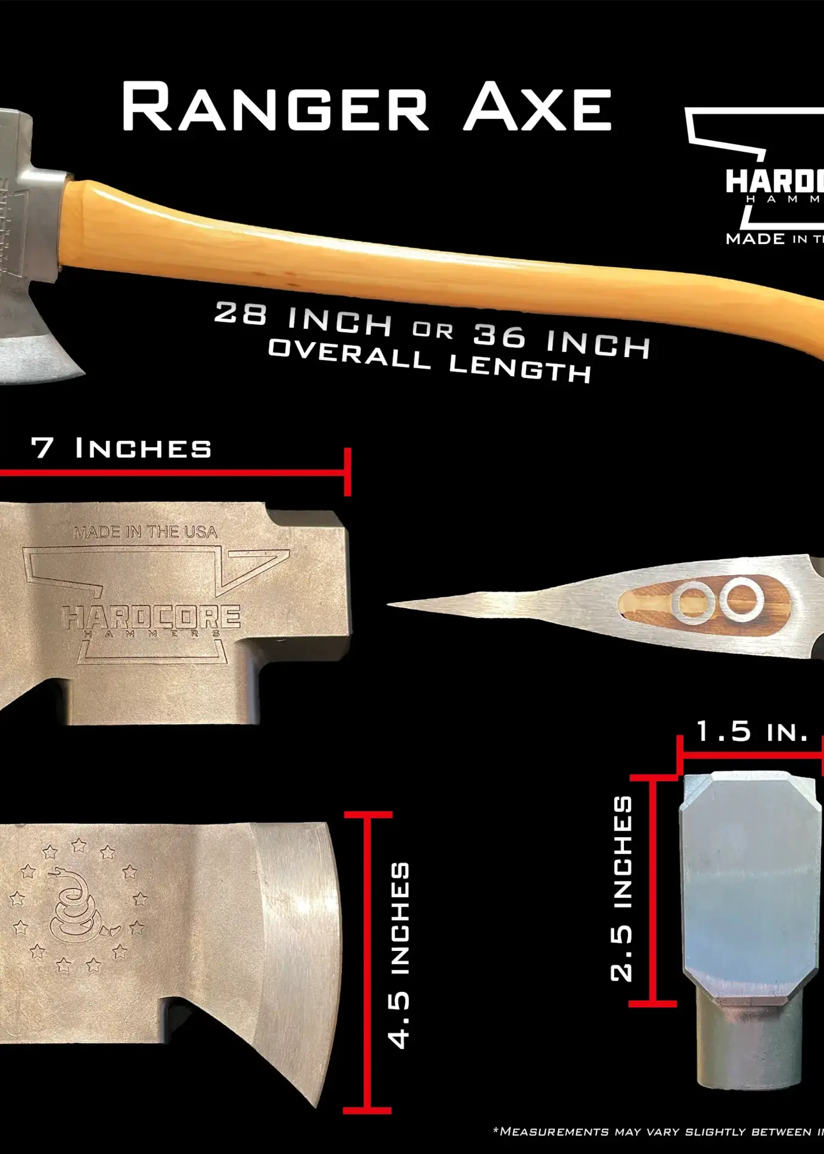 Hardcore Hammers Hardcore Hammers Ranger Full Size Axe - 28" - Blackout