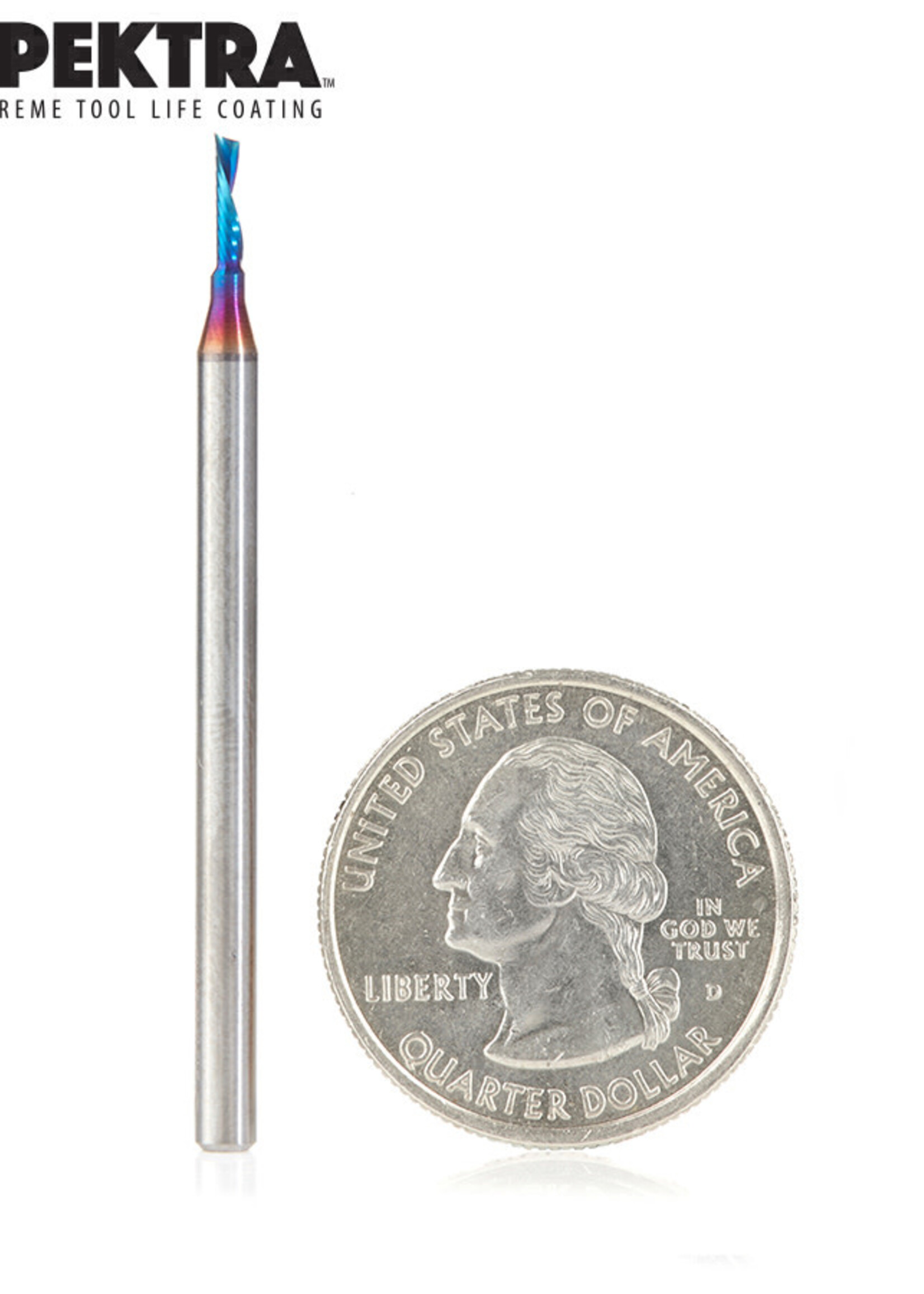 Amana Amana Spektra™ Extreme Tool Life Coated Spiral 'O' Flute, Plastic Cutting 1/16 Dia x 1/4 x 1/8 Inch Shank Down-Cut Router Bit