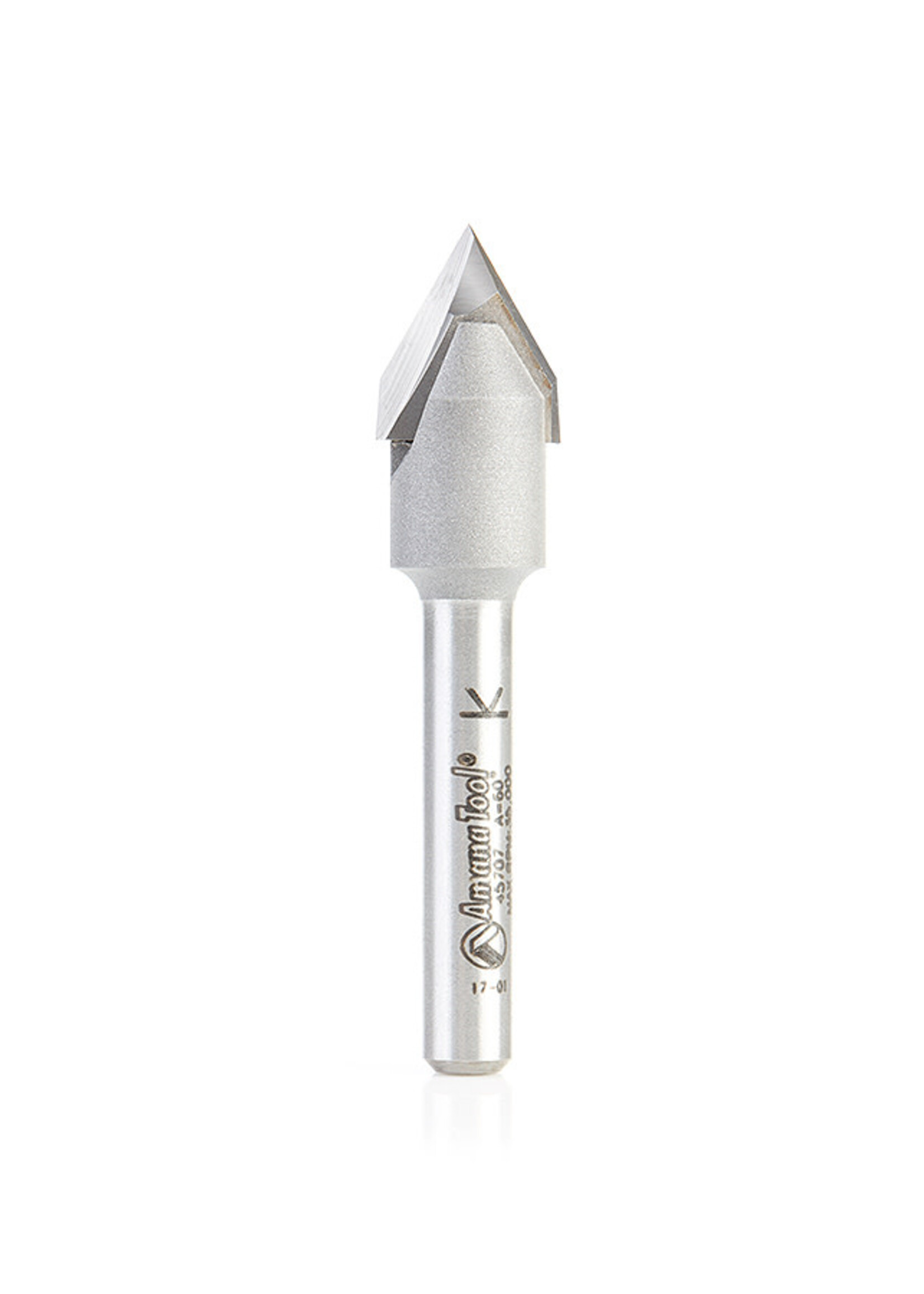 Amana Amana Carbide Tipped "Zero Point" V-Groove 60 Deg x 1/2 Dia x 13/32 x 1/4 Inch Shank