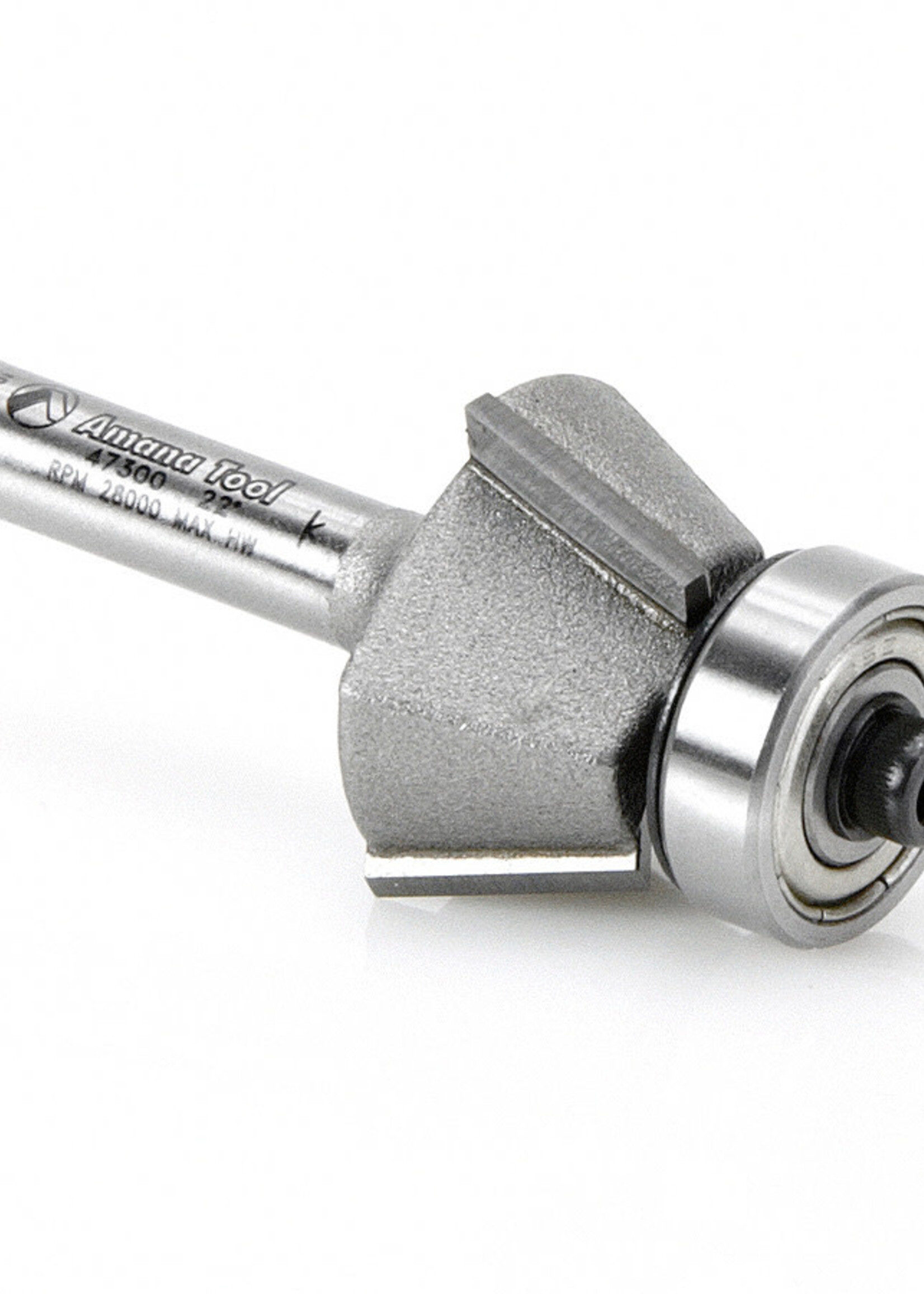 Amana Amana Carbide Tipped Bevel Laminate Trim 22 Deg x 15/16" Dia x 7/16" x 1/4" Shank with BB 3-Flute