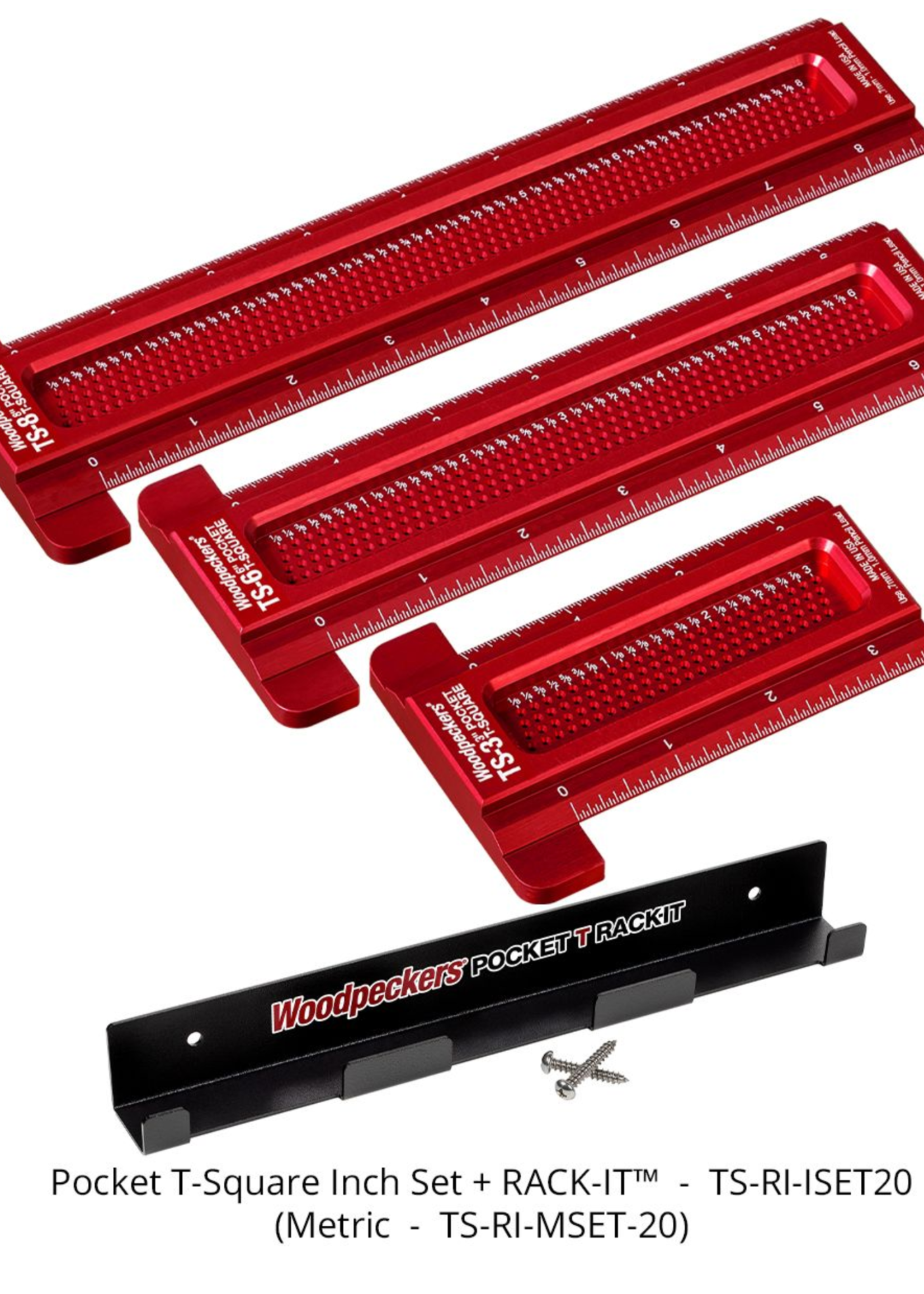 Woodpeckers Woodpeckers Pocket T-Square Inch Set with Rack-It