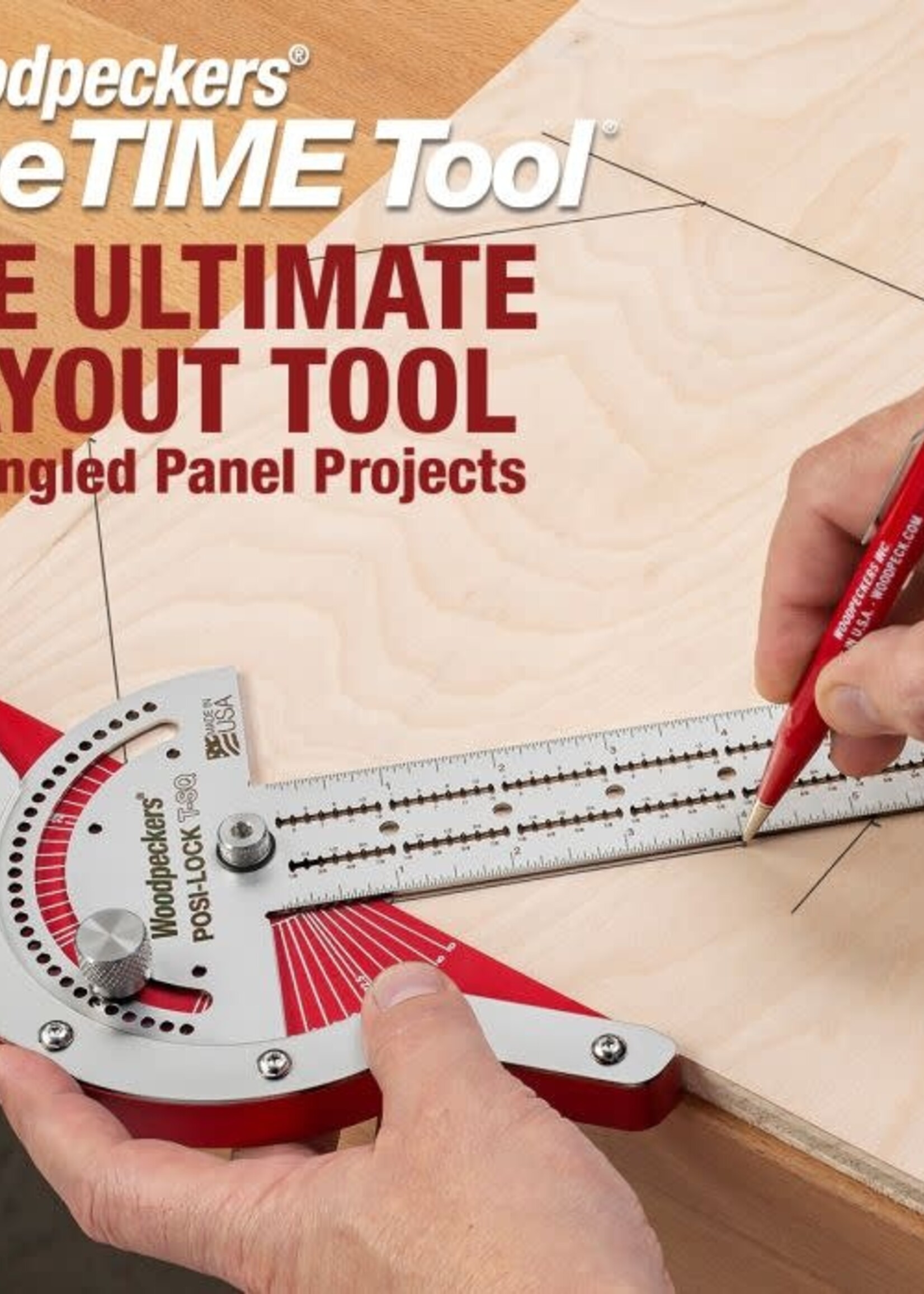 Woodpeckers Woodpeckers Posi-Lock T-Square 12" with Rack-It - OneTIME Tool