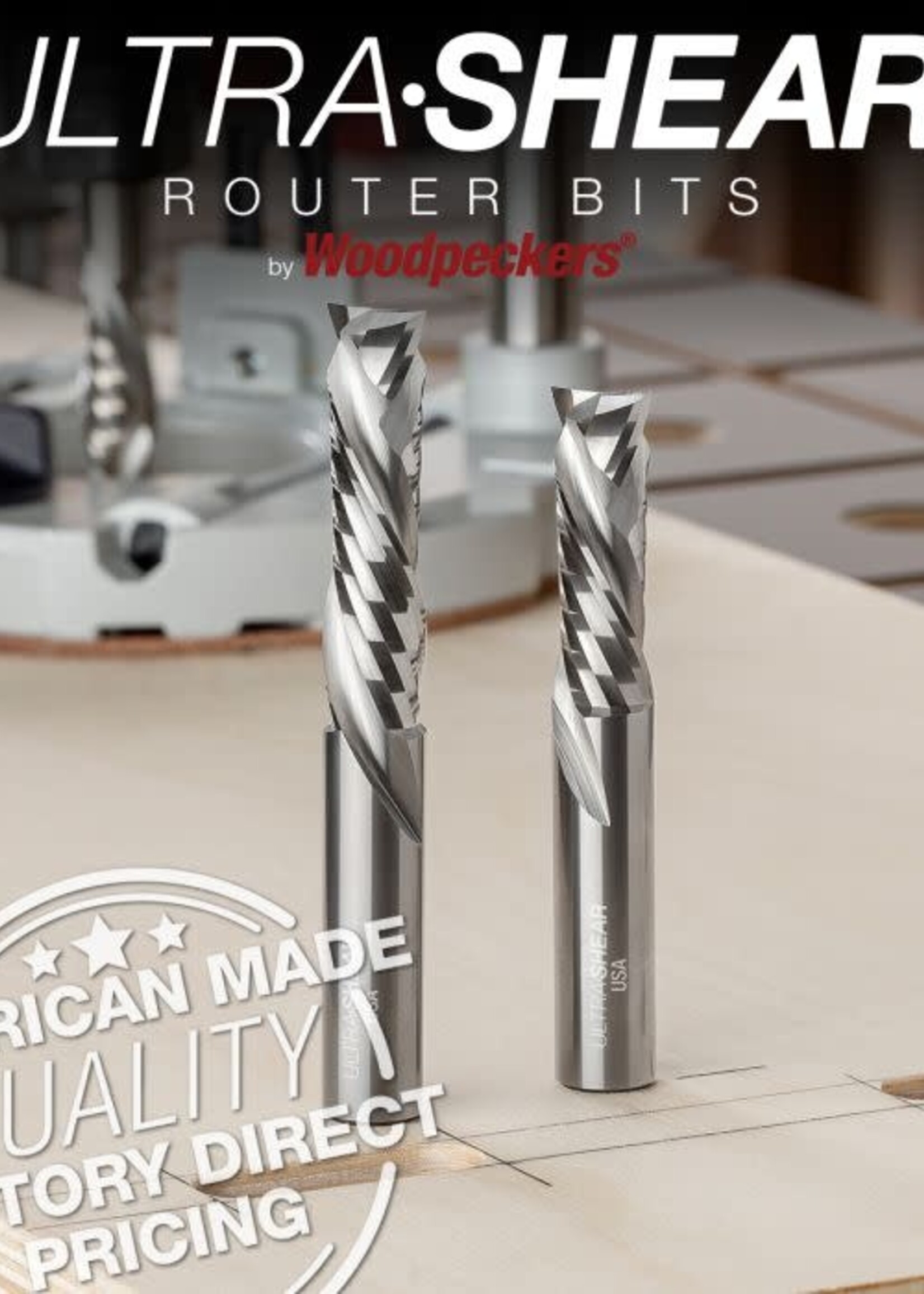 Woodpeckers Woodpeckers Ultra-Shear 2-Flute Compression Flush Trim Router Bit, 1/2" Shank, 1/2" Diameter, 2" Cutting Length