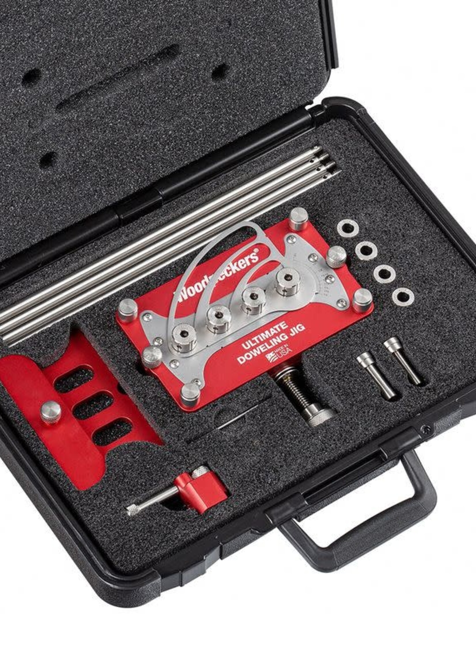 Woodpeckers Woodpeckers Ultimate Doweling Jig 2.0 with 3/8" and 1/4" Drill Guides and Pins in Woodpeckers Case - OneTIME Tool