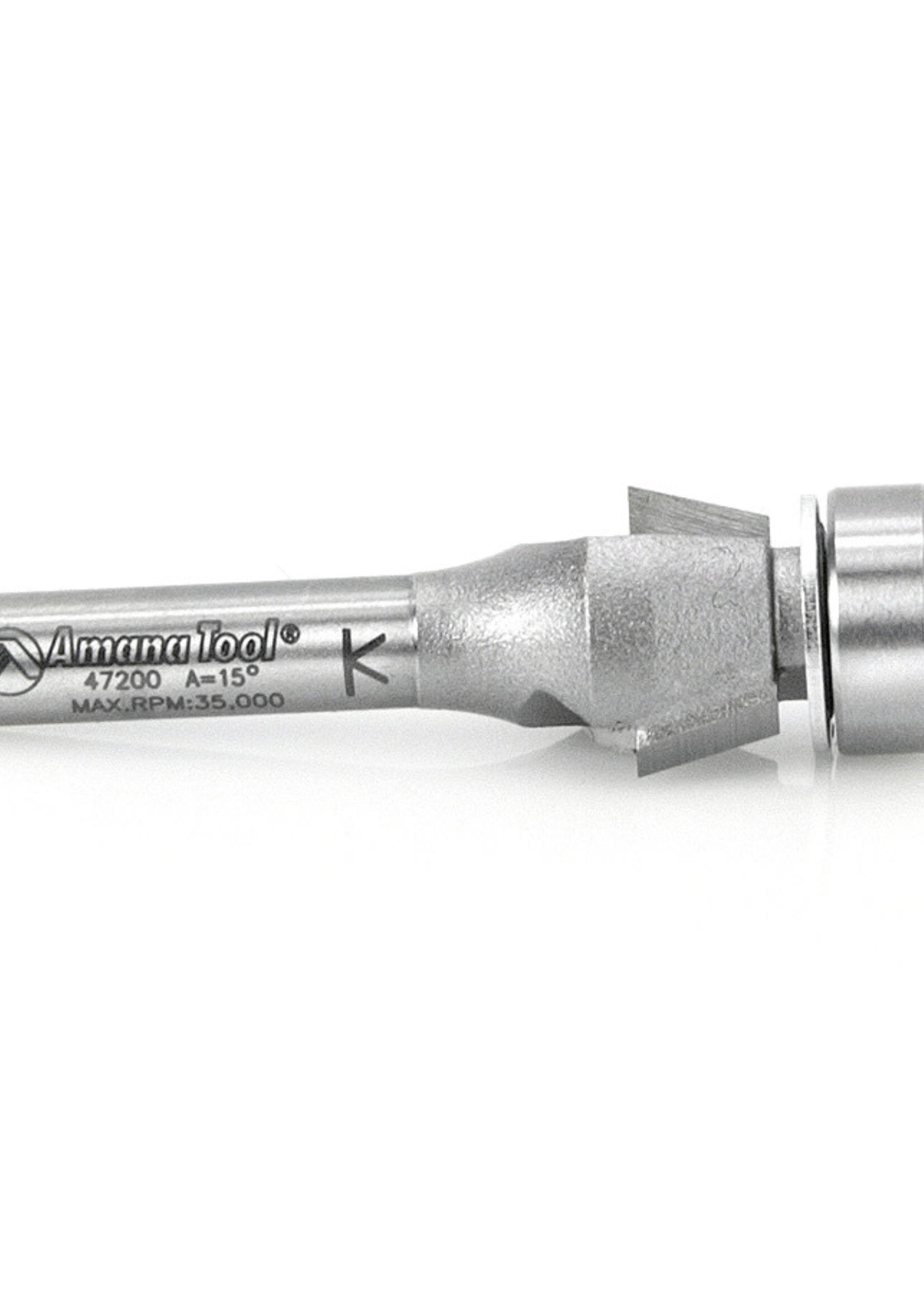 Amana Amana Carbide Tipped Bevel Laminate Trim 15 Deg x 5/8" Dia x 1/4" x 1/4" Shank with Ball Bearing