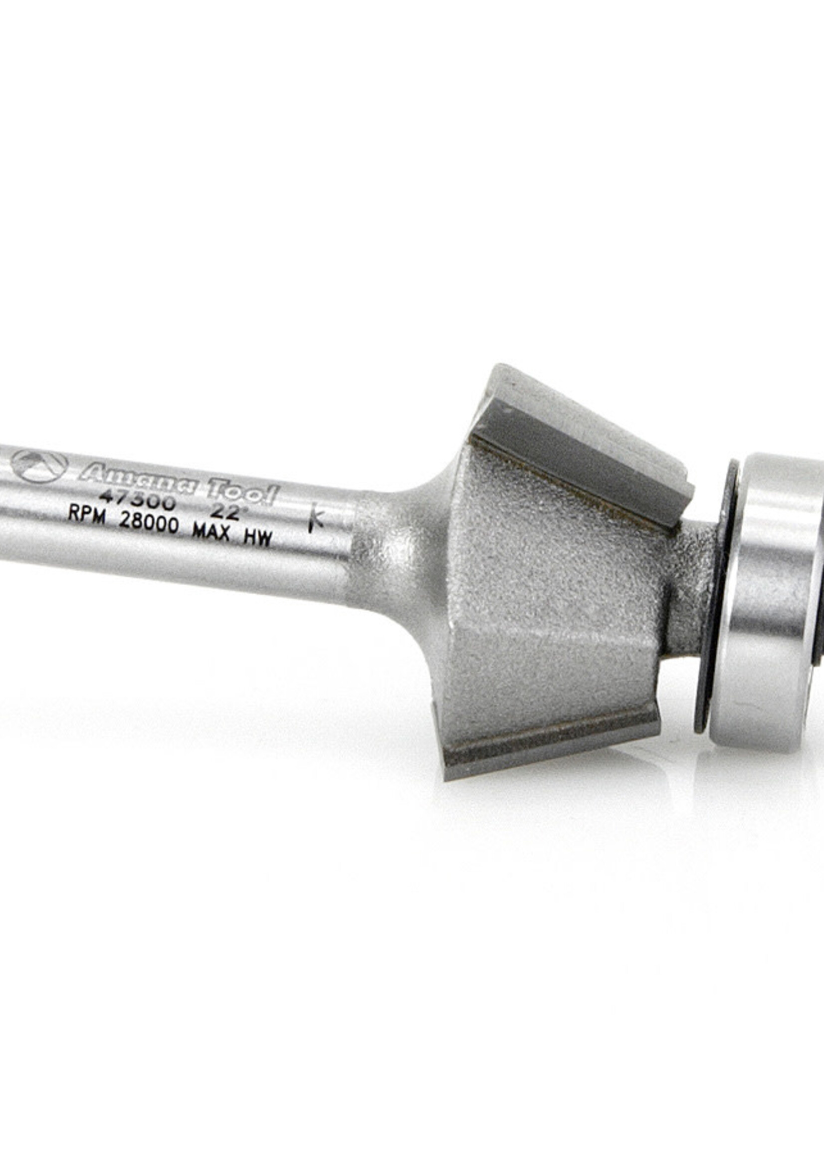 Amana Amana Carbide Tipped Bevel Laminate Trim 22 Deg x 15/16" Dia x 7/16" x 1/4" Shank with BB 3-Flute