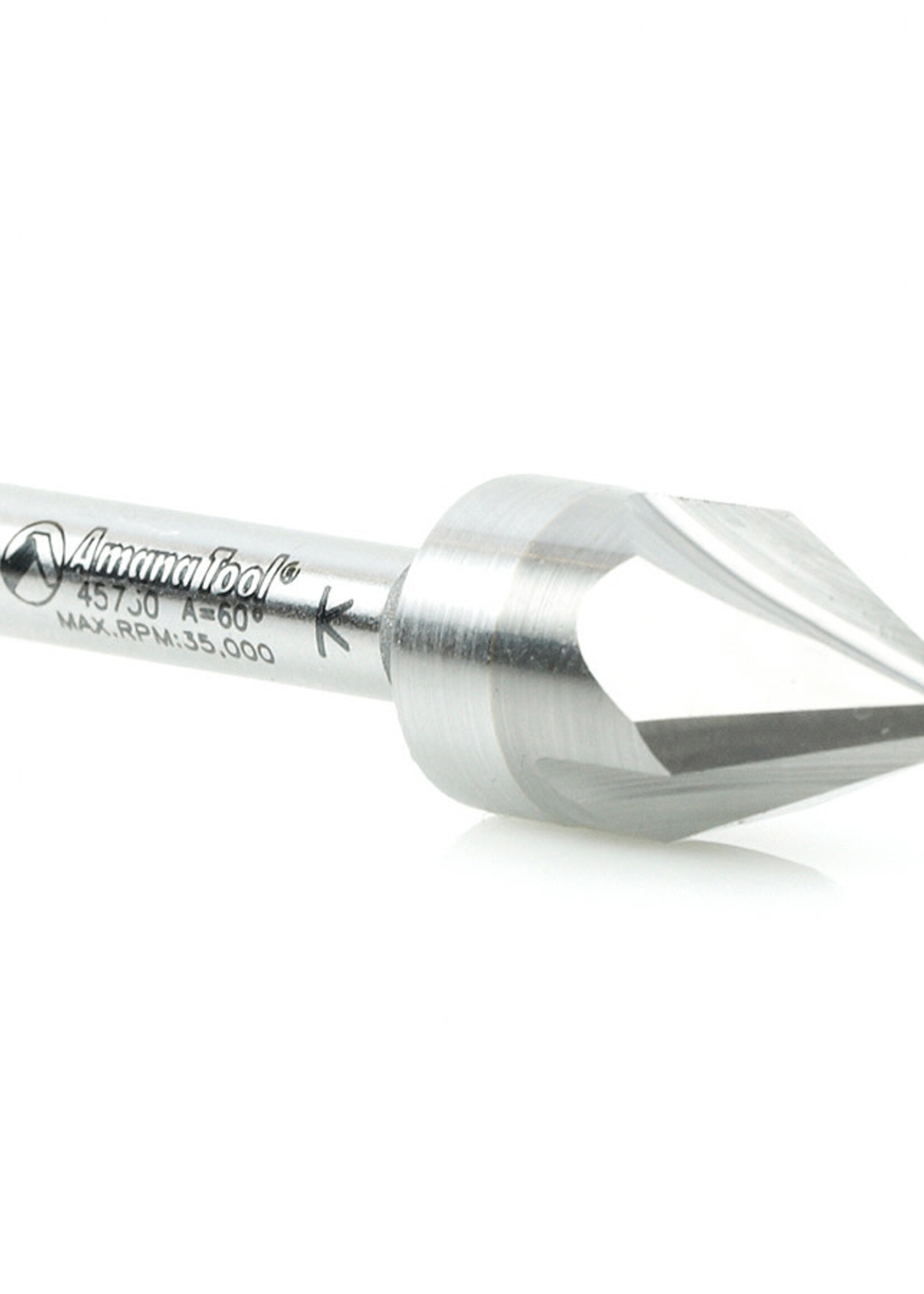 Amana Amana Solid Carbide Cutting Head Brazed to Steel Shank V-Groove Signmaking & Lettering 60 Deg x 9/16" Dia x 7/16" x 1/4" Shank