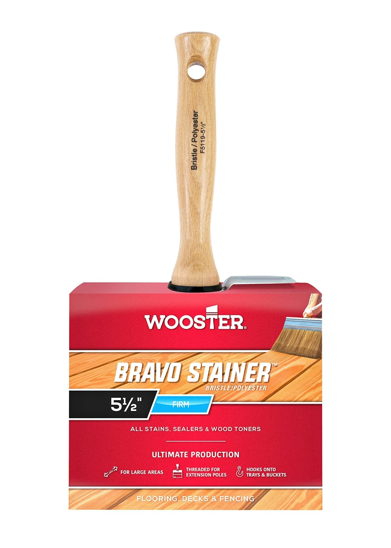 Wooster Wooster 5 1/2" Bravo Stainer Bristle/Polyester Stain Brush