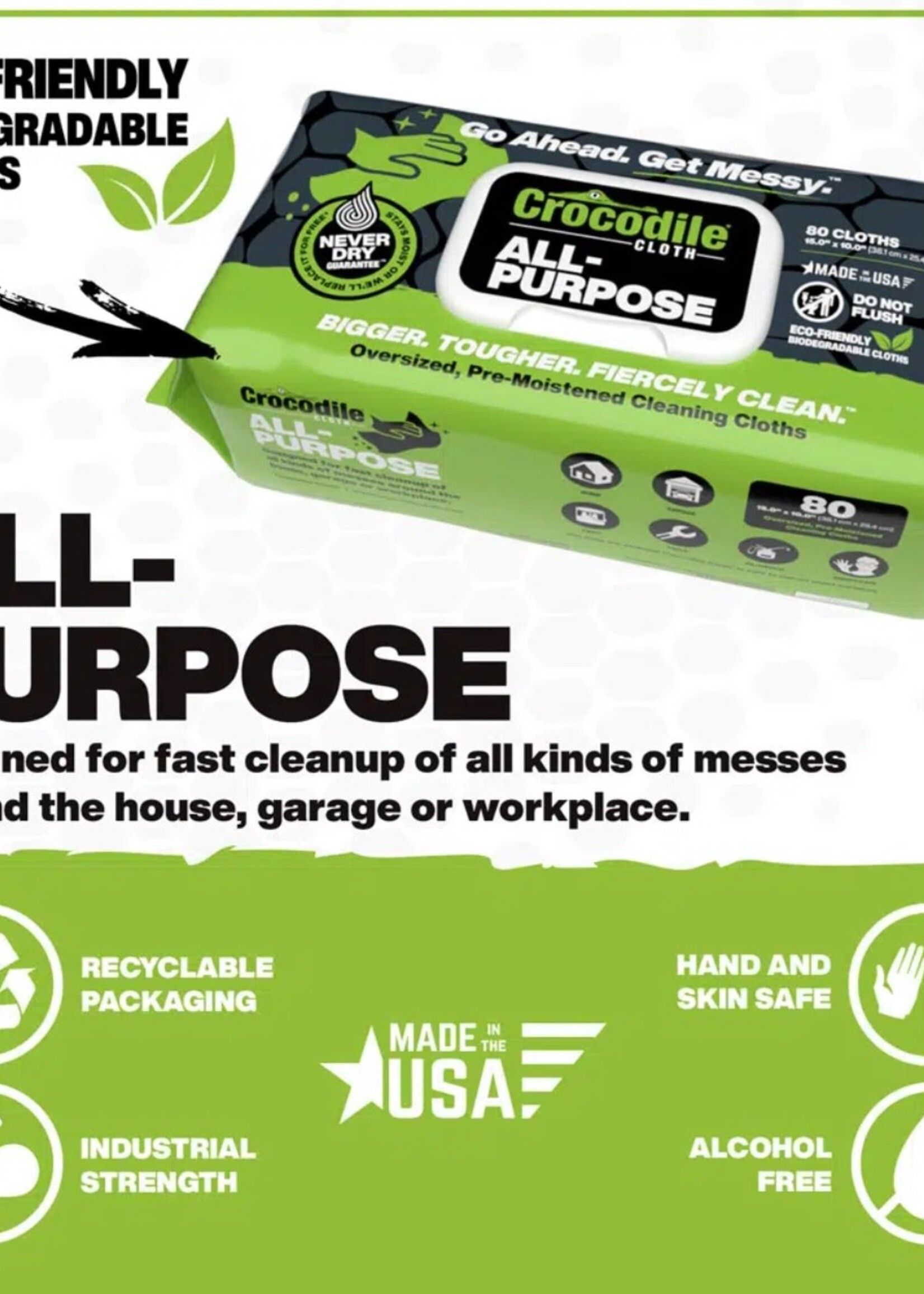 Crocodile Cloth Crocodile Cloth All Purpose Biodegradable - 80 Count