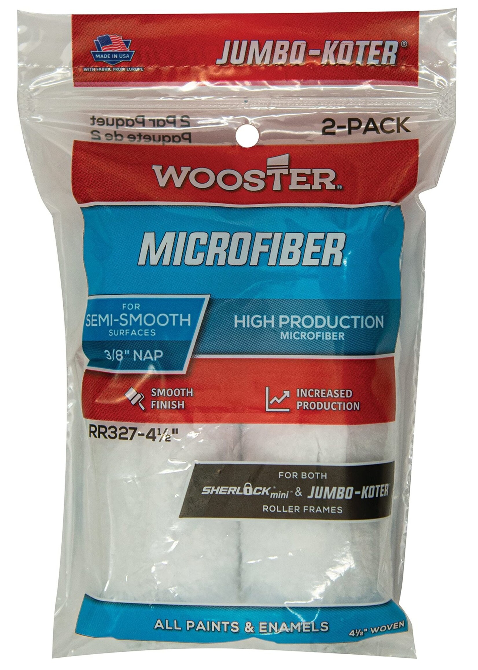 Wooster Wooster 4 1/2" Microfiber Jumbo-Koter 3/8" Nap - 2/Pack
