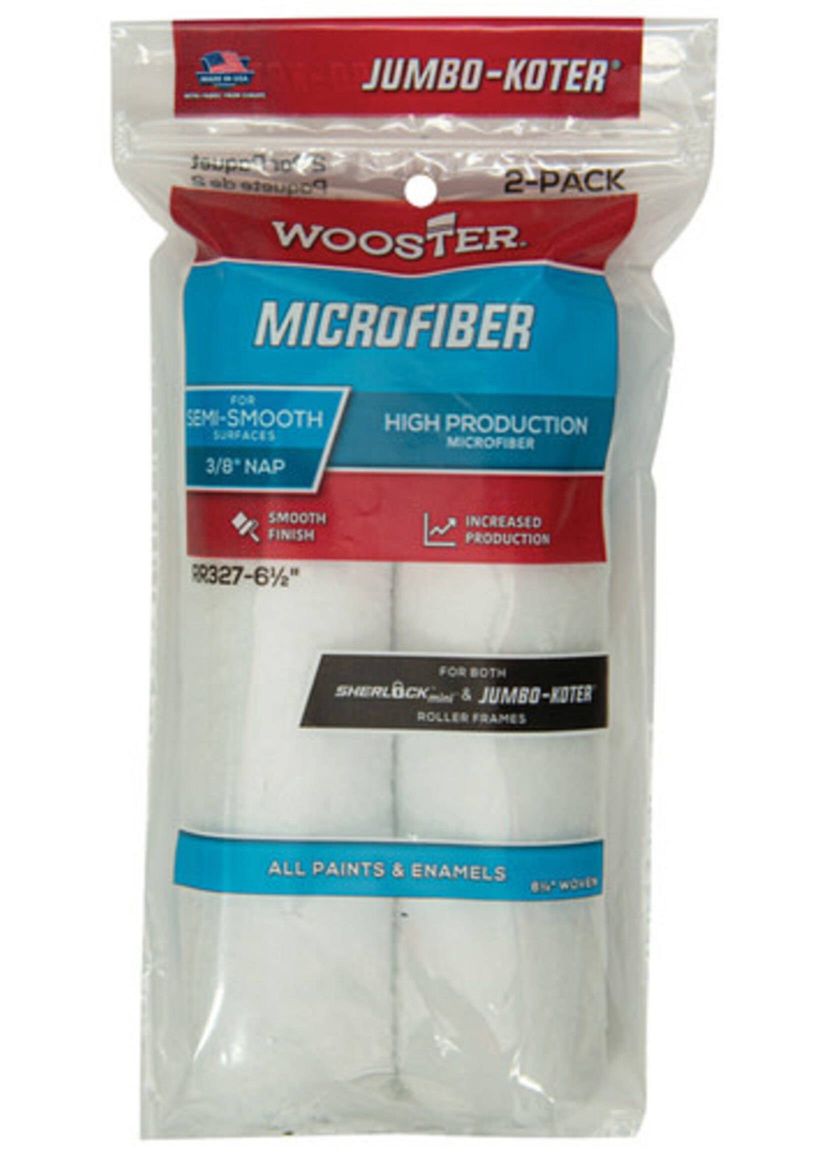Wooster Wooster 6 1/2" Jumbo-Koter Microfiber Roller Cover 3/8" Nap - 2/Pack
