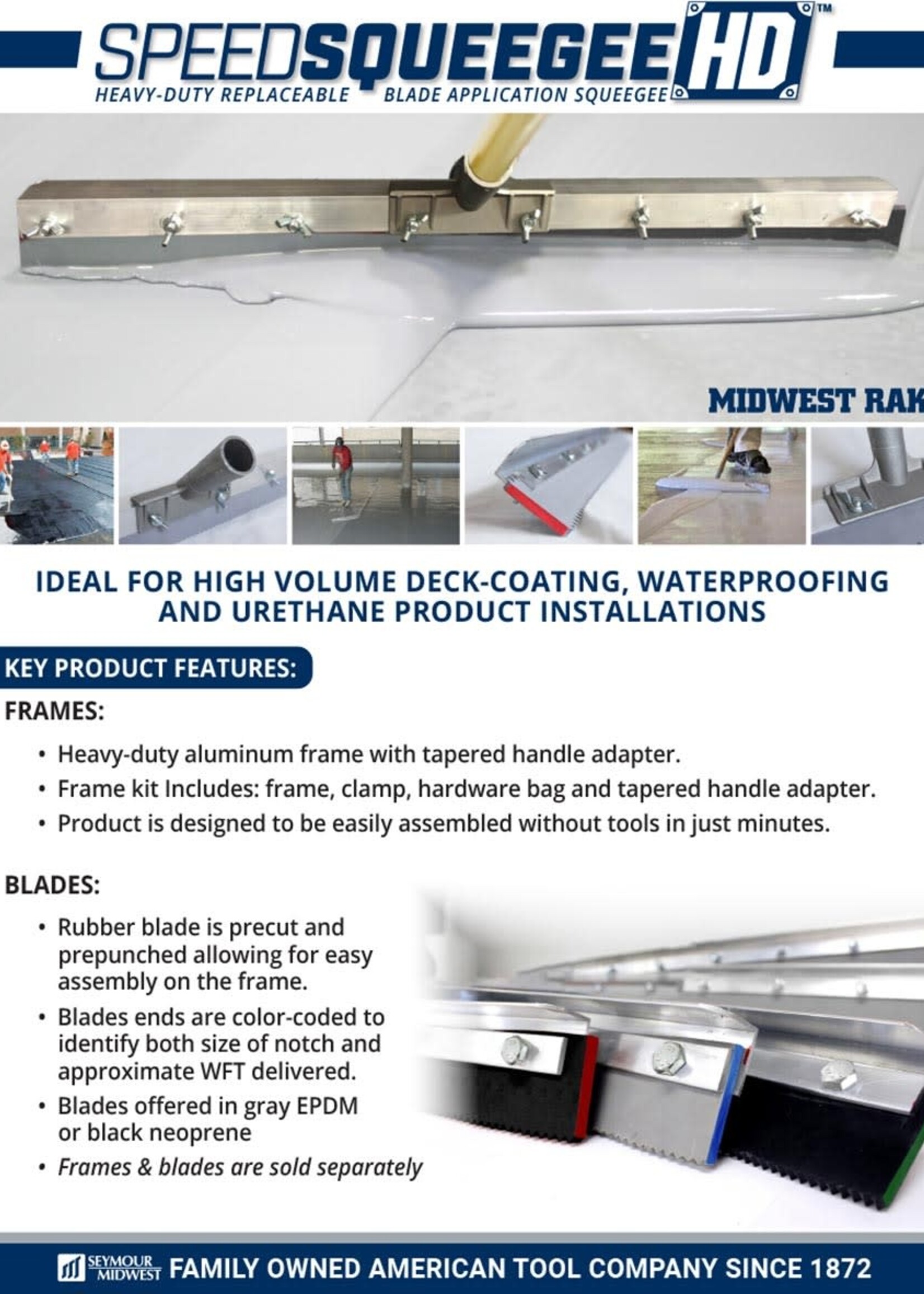 Midwest Rake Midwest Rake SpeedSqueegee® HD, 30" Black Rubber Blade