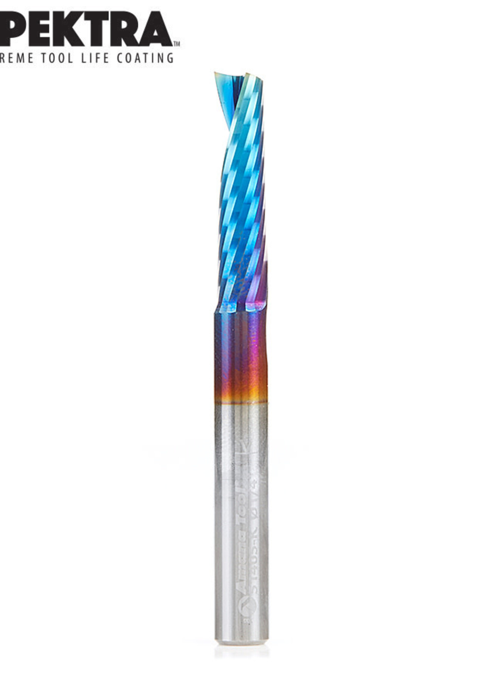Amana Amana Spektra™ Extreme Tool Life Coated Spiral 'O' Flute, Plastic Cutting 1/4 Dia x 1 x 1/4 Inch Shank Up-Cut Router Bit