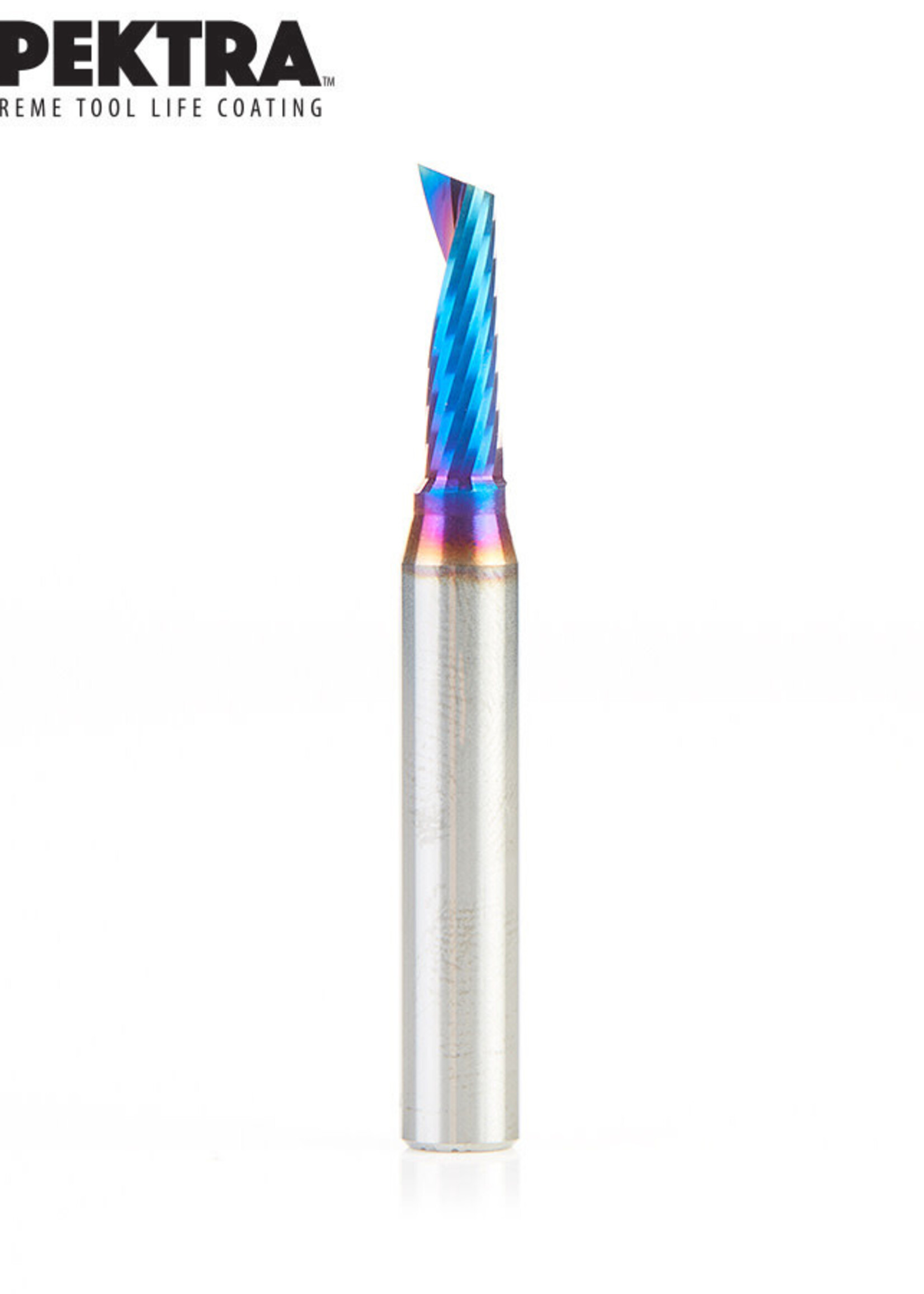 Amana Amana  Spektra™ Extreme Tool Life Coated Spiral 'O' Single Flute, Plastic Cutting 3/16 Dia x 5/8 x 1/4 Shank x 2 Inch Long Up-Cut Router Bit