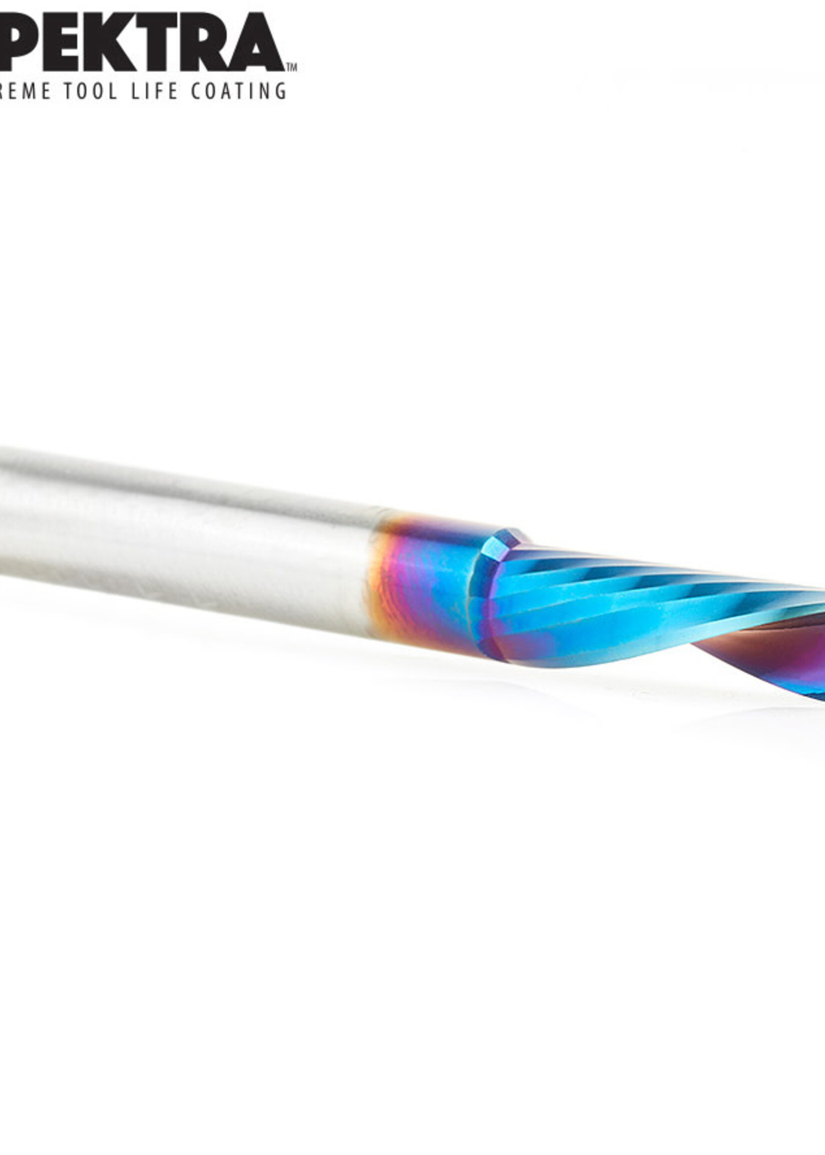 Amana Amana Spektra™ Extreme Tool Life Coated Spiral 'O' Flute, Plastic Cutting 1/4 Dia x 3/4 x 1/4 Inch Shank Down-Cut Router Bit