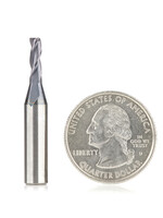 Amana Amana CNC Solid Carbide Spiral for Steel & Stainless Steel with AlTiN Coating 3-Flute x 1/8 Dia x 3/8 x 1/4 Shank x 1-1/2 Inch Long Up-Cut Router Bit / 45º Corner Chamfer End Mill
