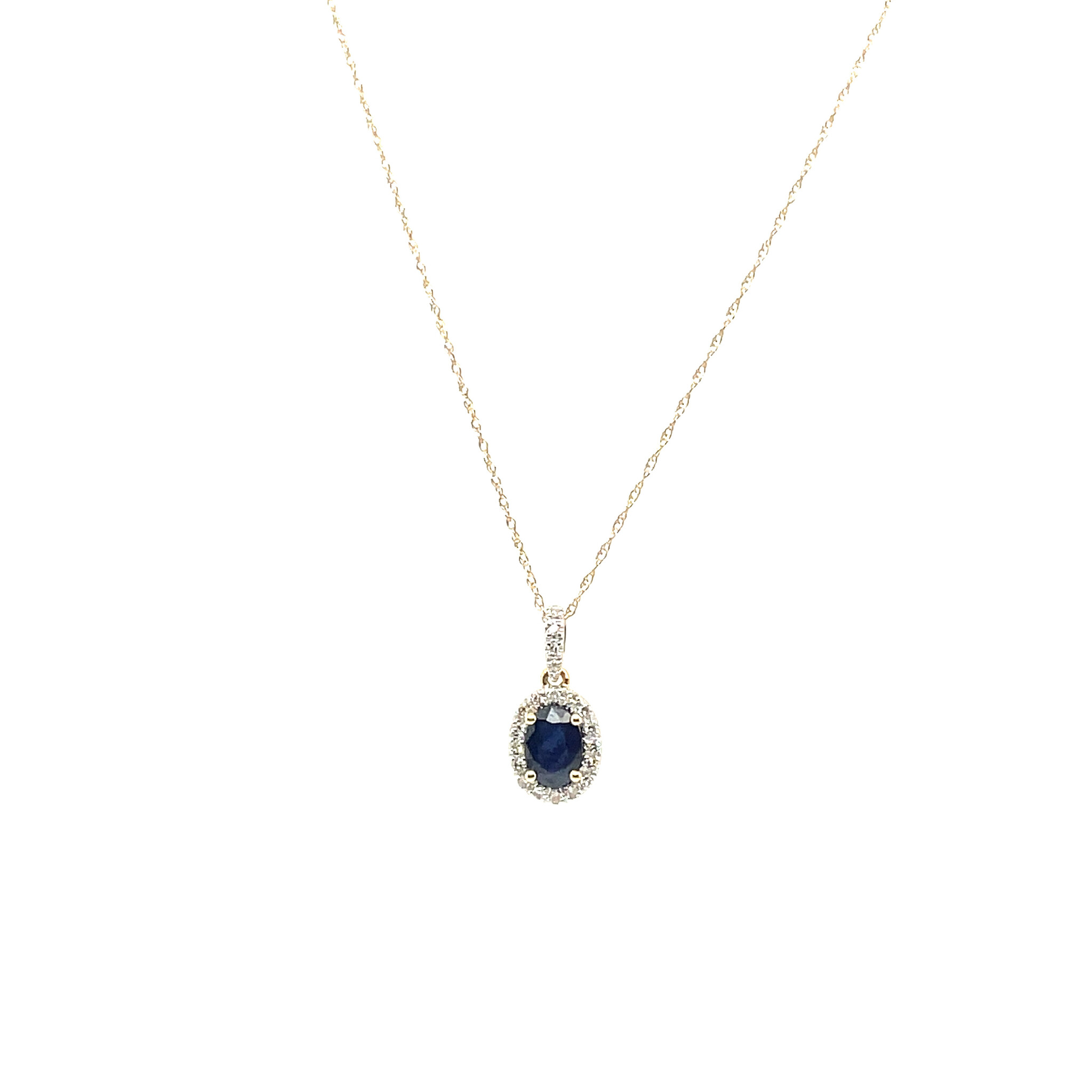 14K .15ct Diamond and Sapphire Pendant