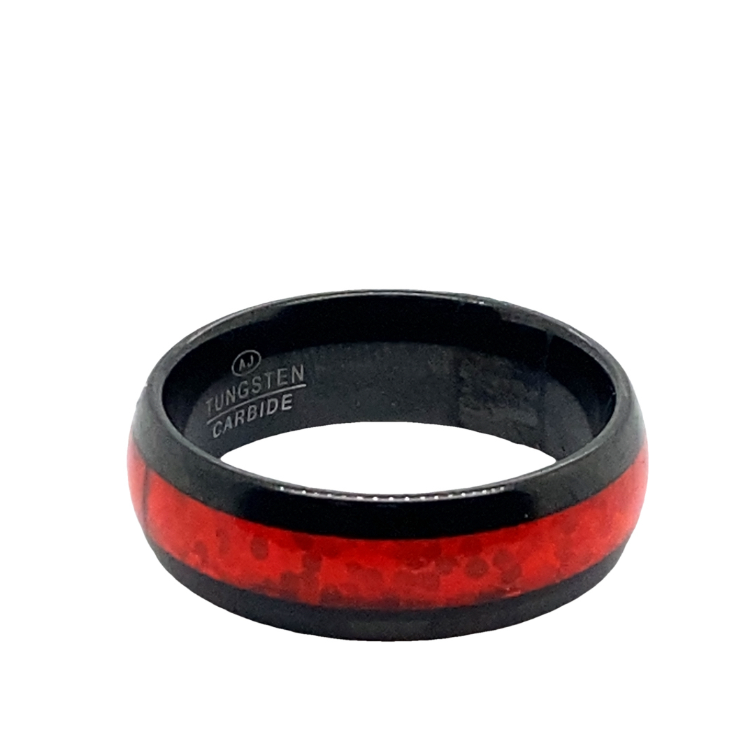Tungsten Carbide With Red Accent Tungsten Carbide With Red Accent