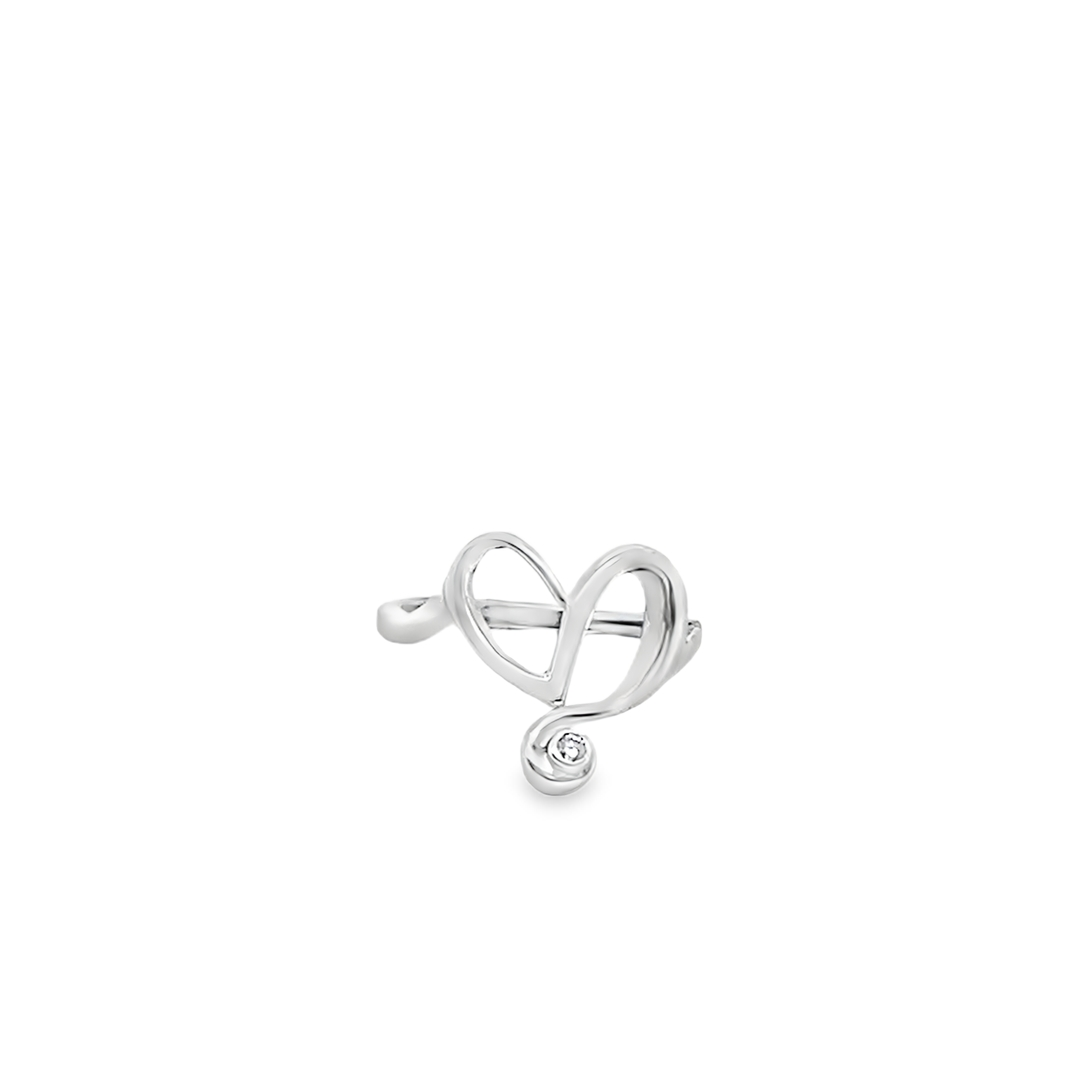 STERLING SILVER .03 CT DIAMOND OPEN HEART RING STERLING SILVER .03 CT DIAMOND OPEN HEART RING