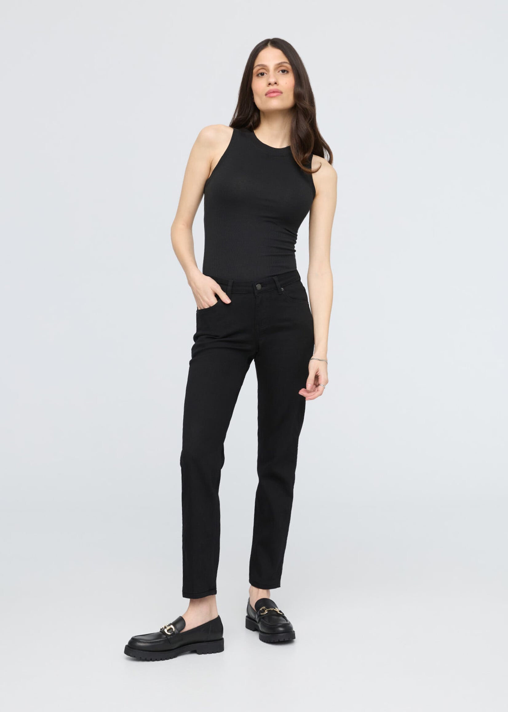 DUER WMS PERF DENIM GIRLFRIEND-BLACK