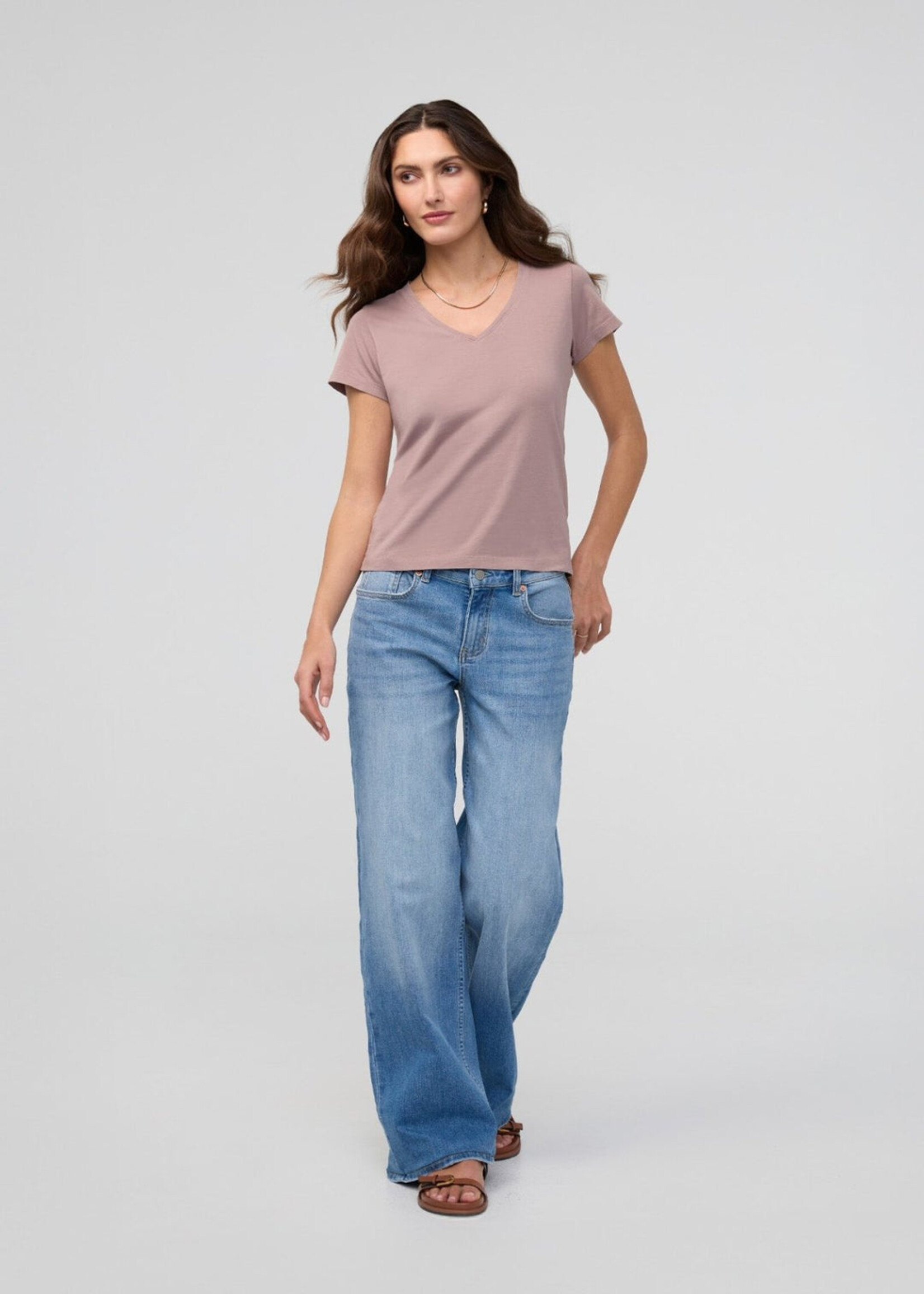 DUER WMS PUREPIMA SLIM V NECK-