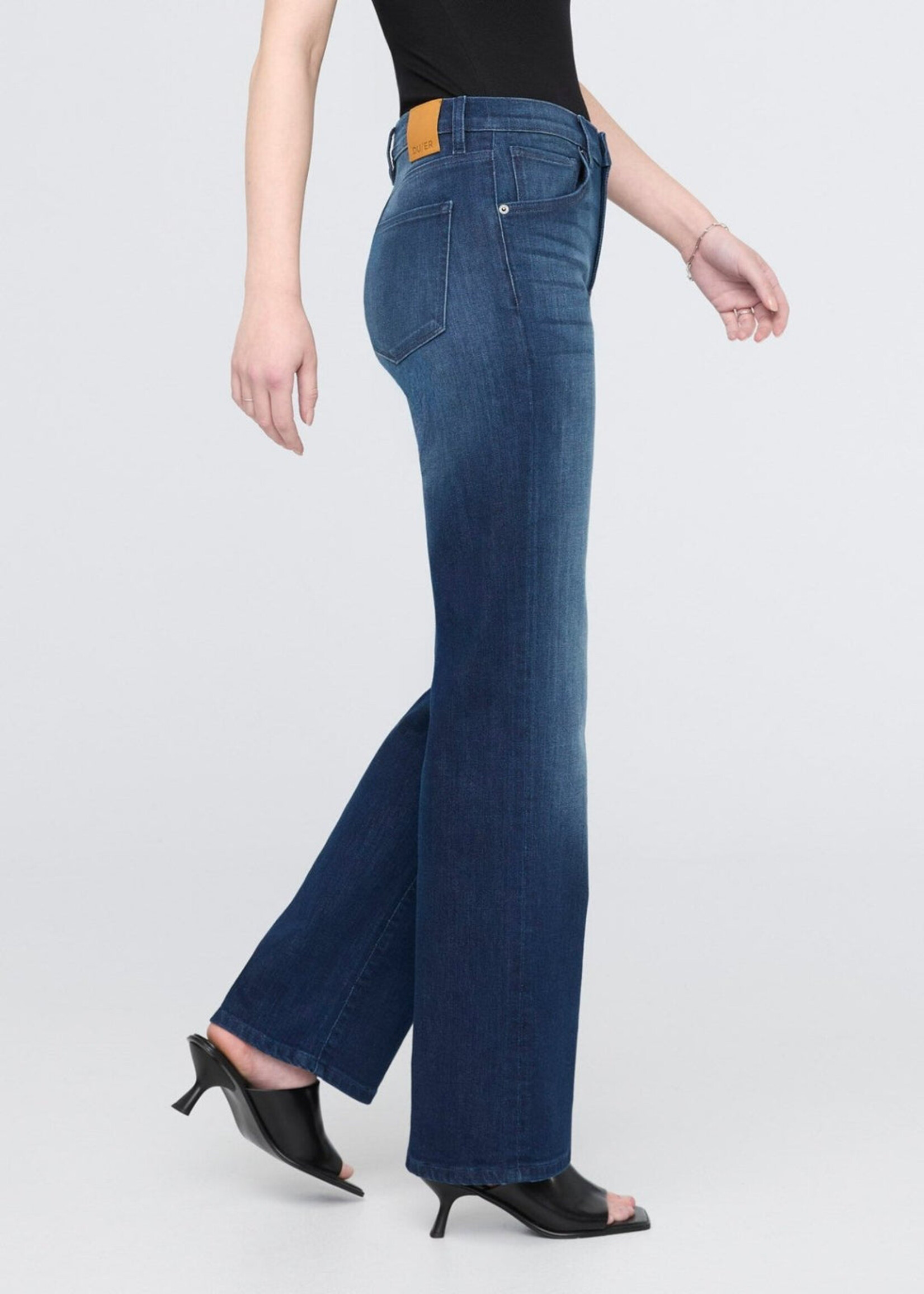 DUER WMS PERF DENIM+ HIGH RISE STRAIGHT-MOONLIGHT