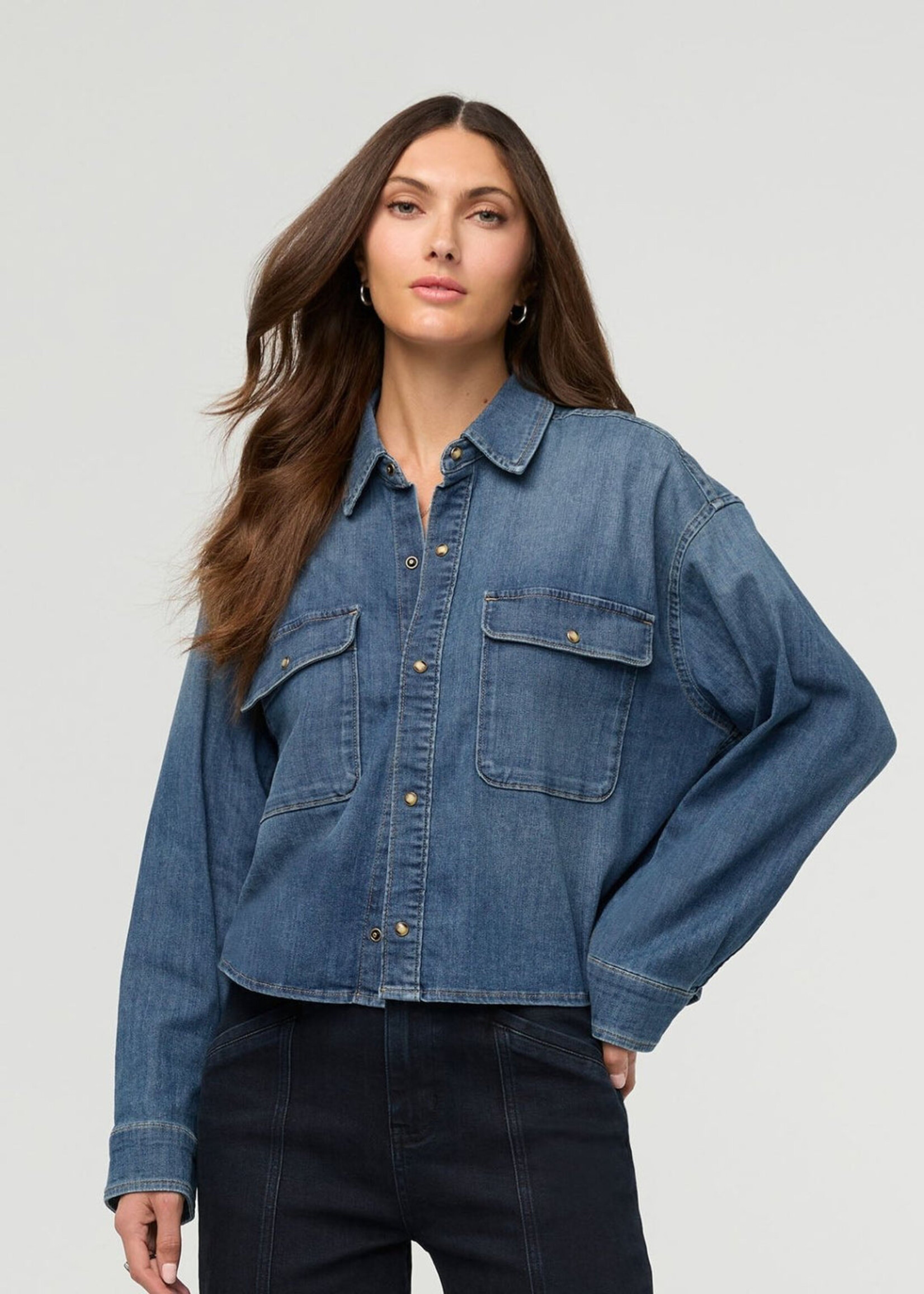 DUER WMS PERF DENIM LITE BOXY SHIRT-