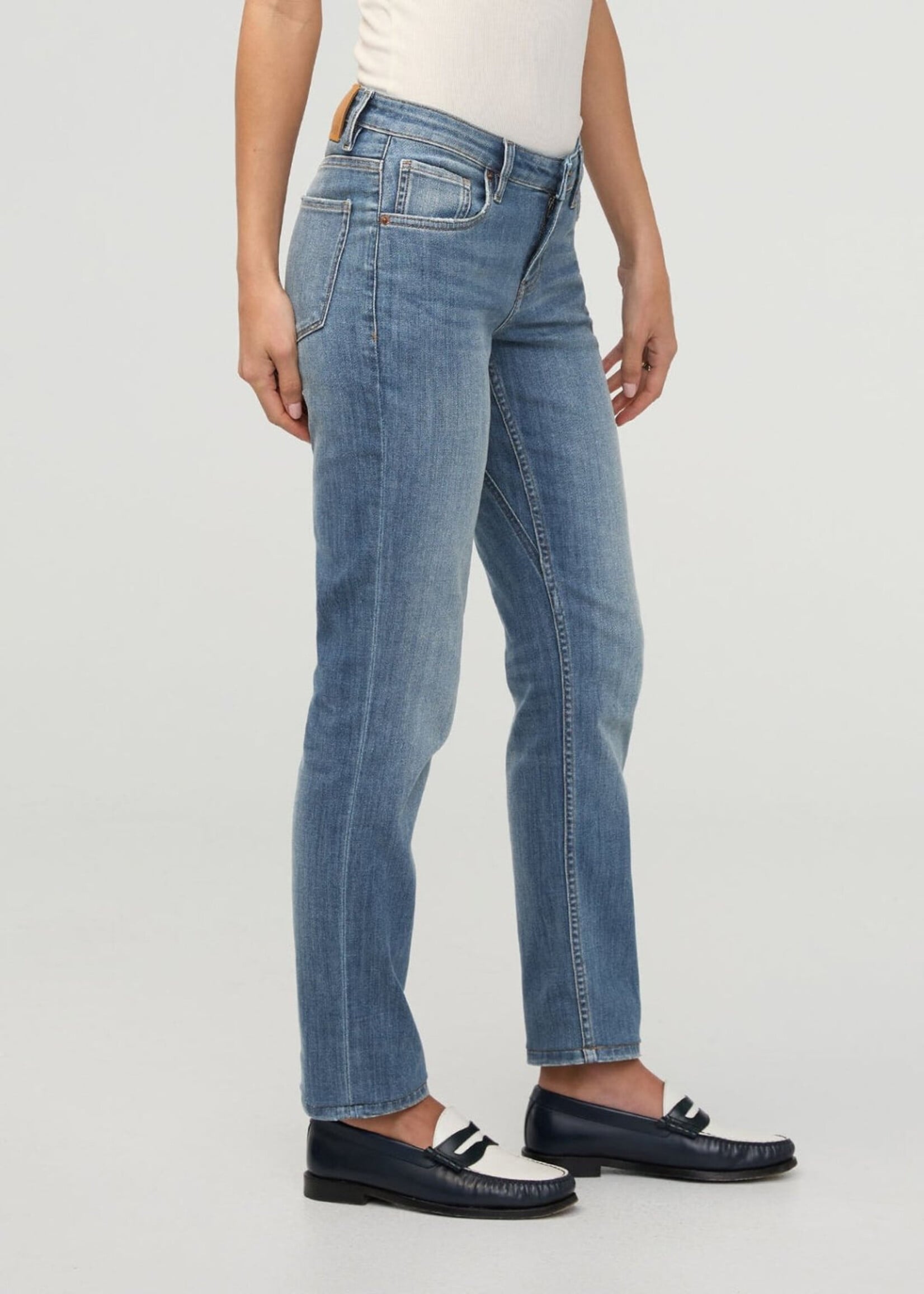 DUER WMS PERF DENIM MID RISE SLIM TAPER
