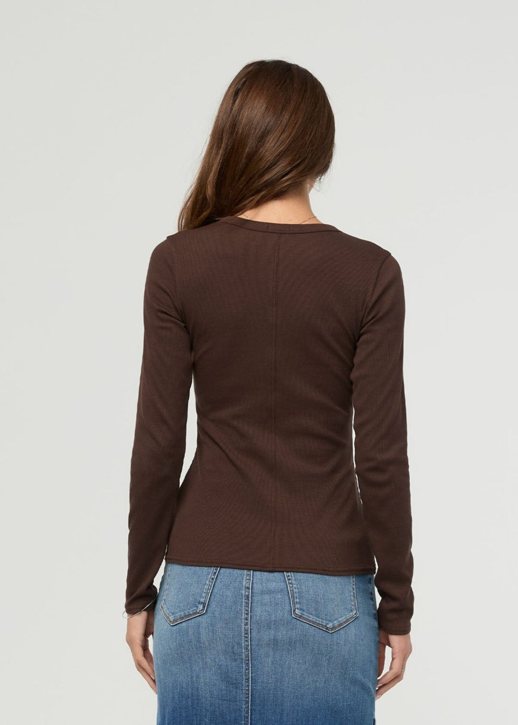 DUER WMS RIBBED PIMA LONG SLEEVE HENLEY-