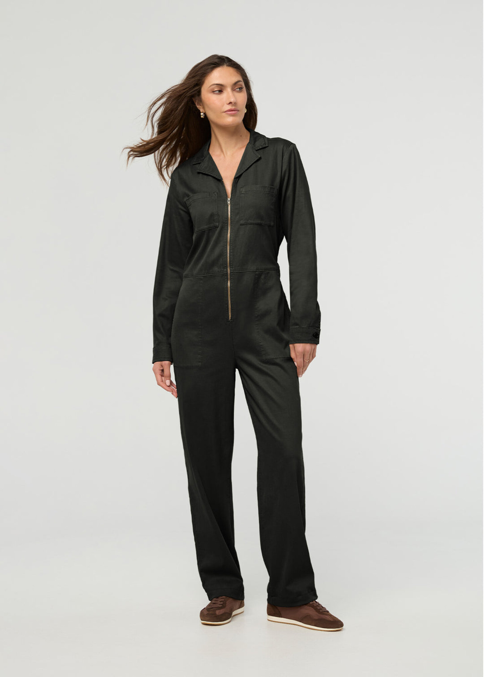 DUER WMS NAKED TWILL L/S JUMPSUIT- EVERGREEN