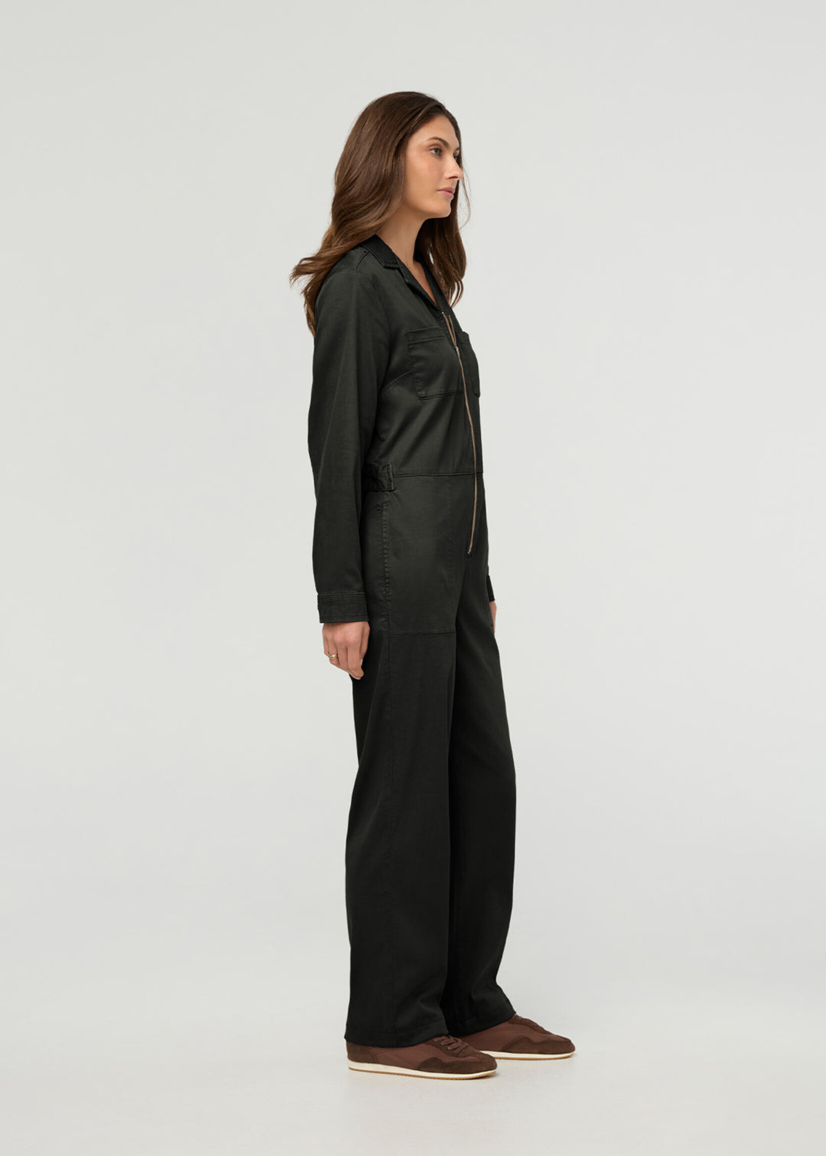 DUER WMS NAKED TWILL L/S JUMPSUIT- EVERGREEN