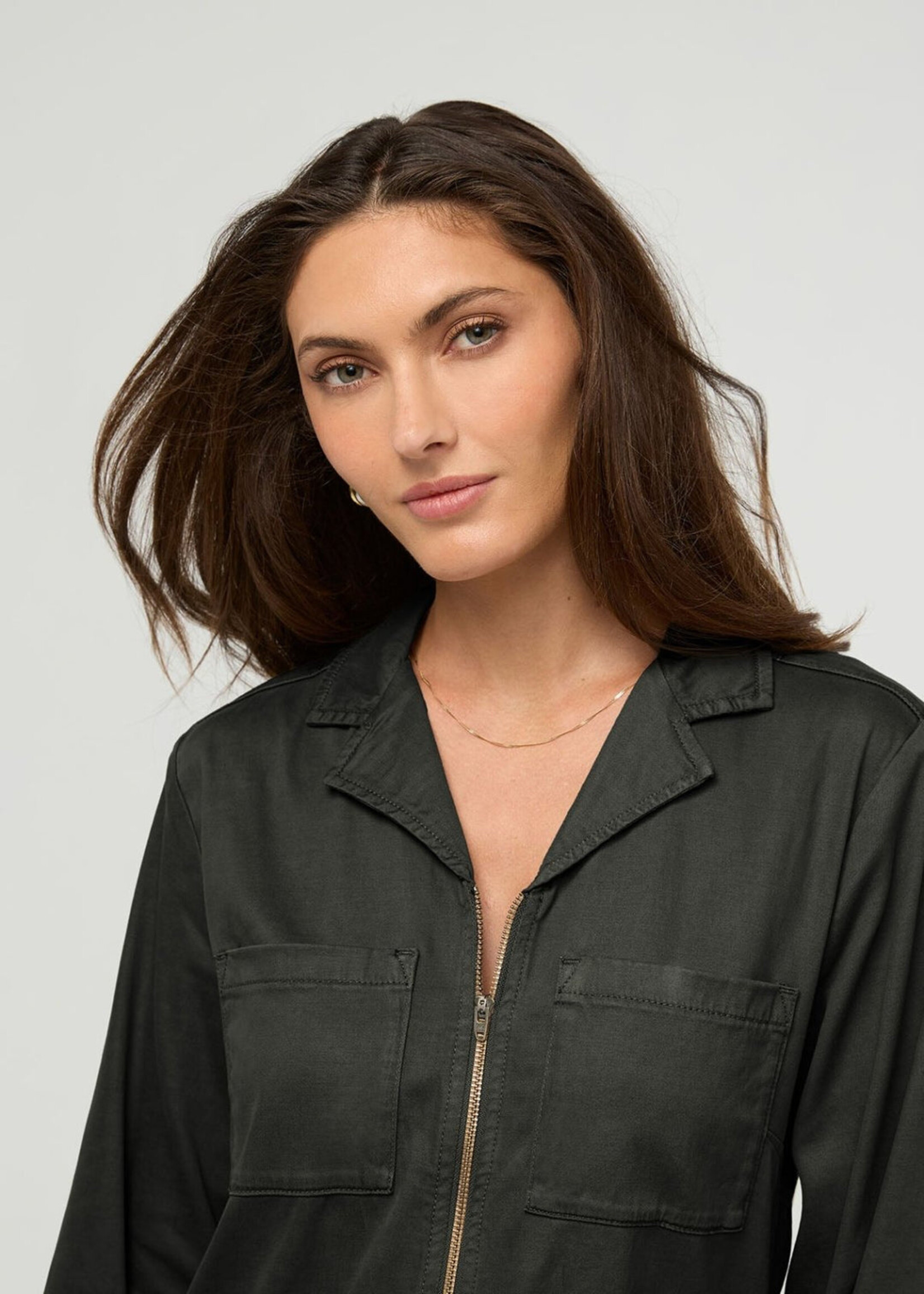DUER WMS NAKED TWILL L/S JUMPSUIT- EVERGREEN