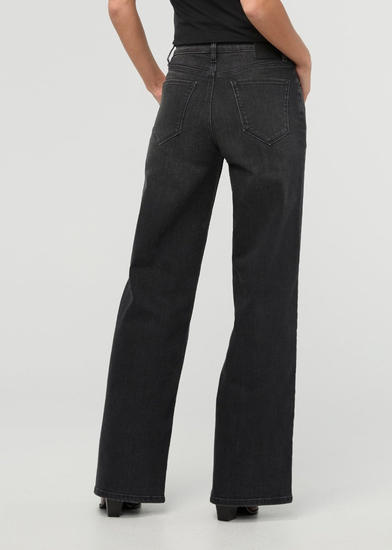 DUER WMS PERF DENIM+ HIGH RISE WIDE LEG- FADED BLK
