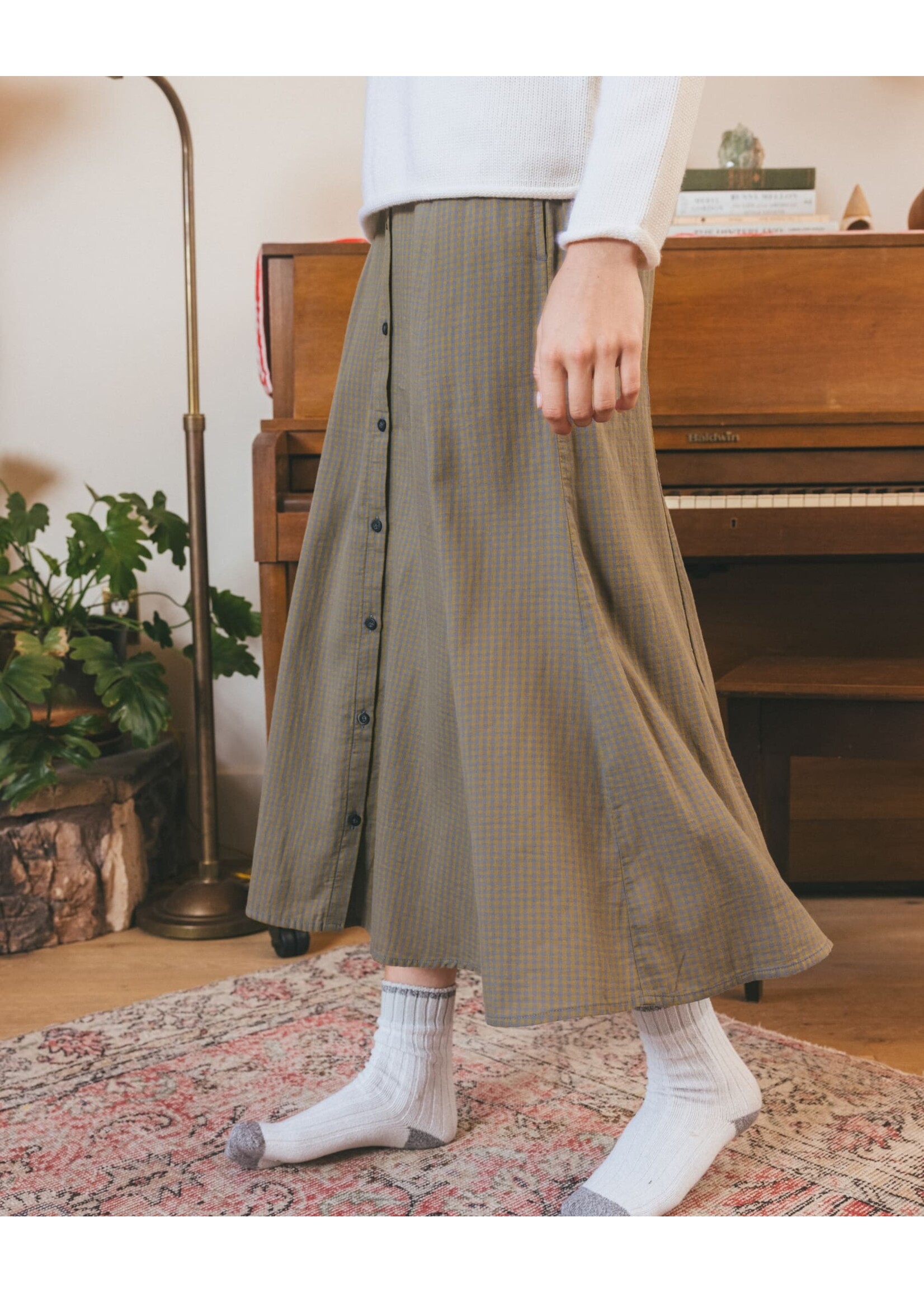 TOAD & CO MANZANA PANELED MIDI SKIRT