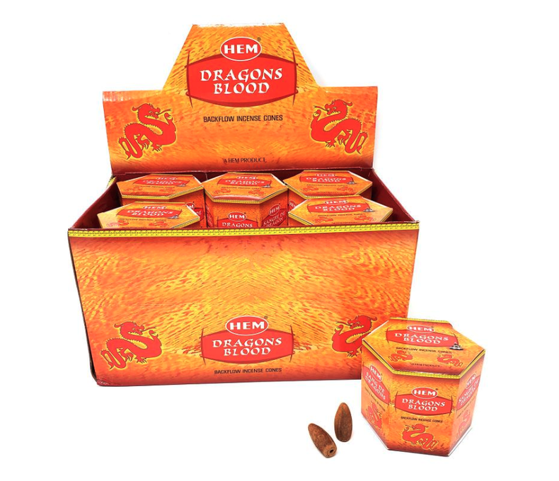 Incense Hem Backflow Cones 40ct 6.99 - Dragon's Blood 12ct Display
